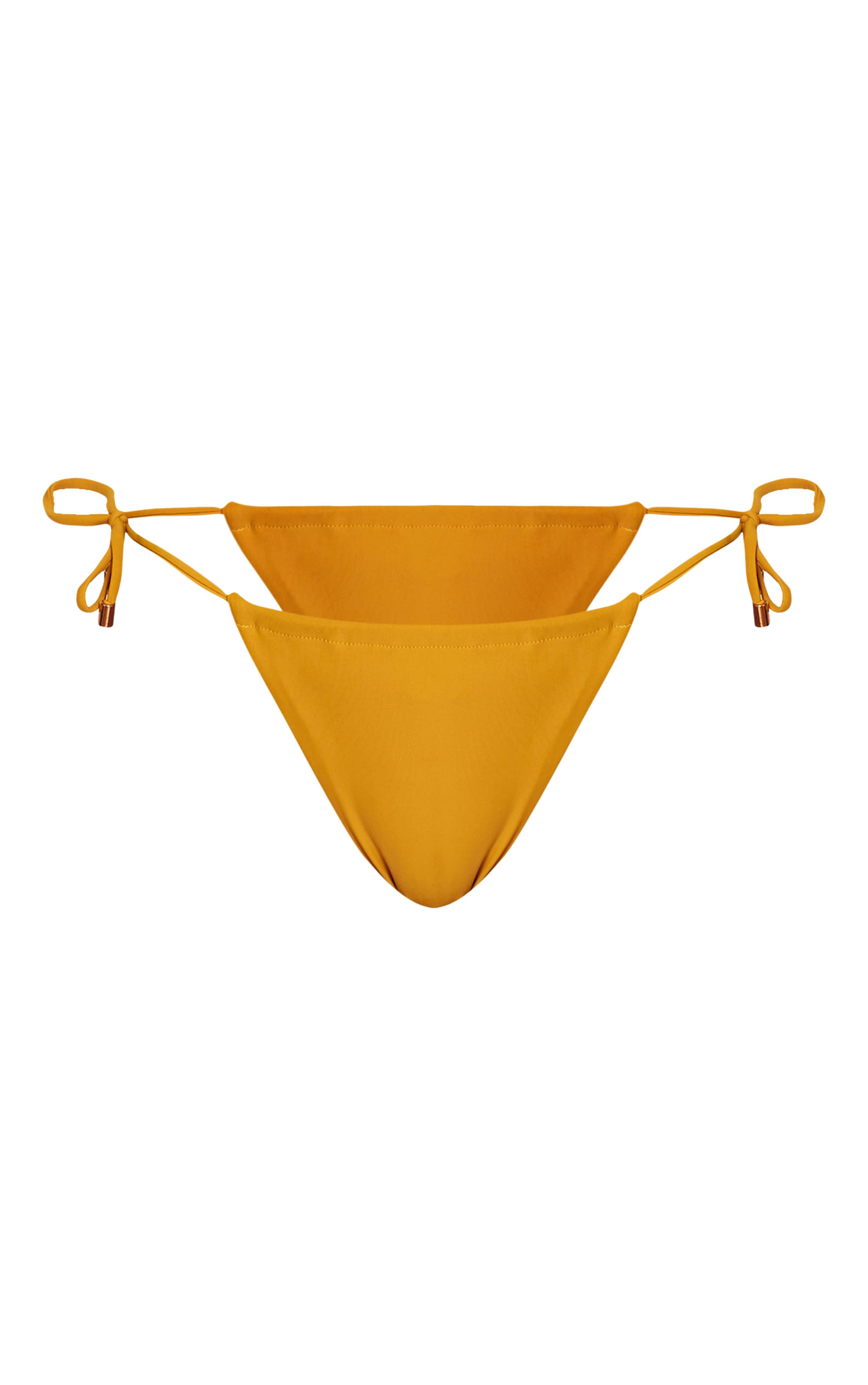 Mustard Ruched Front Tie Side Bikini Bottoms image 5
