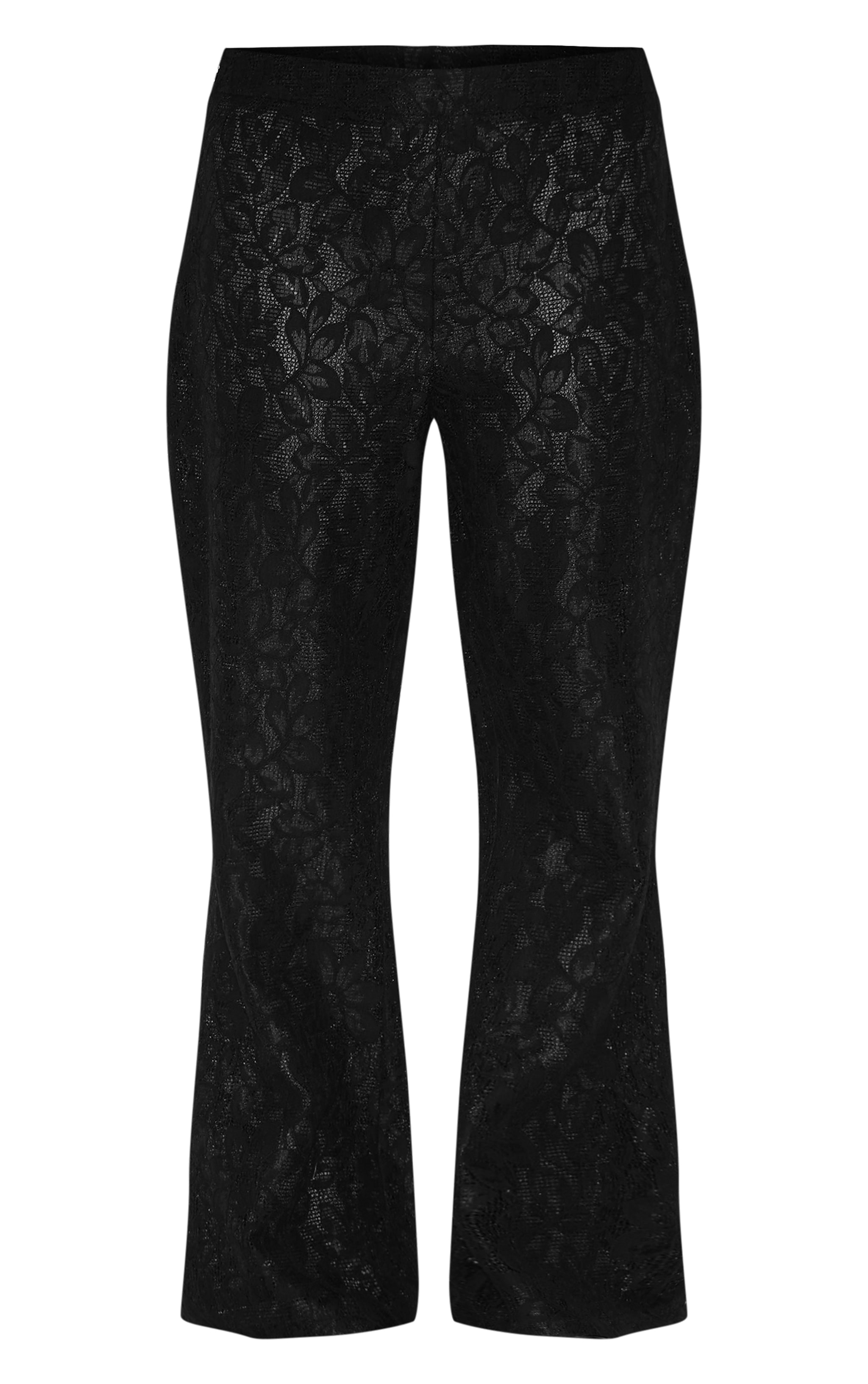 Plus Black Sheer Lace Flared Leg Pant image 5