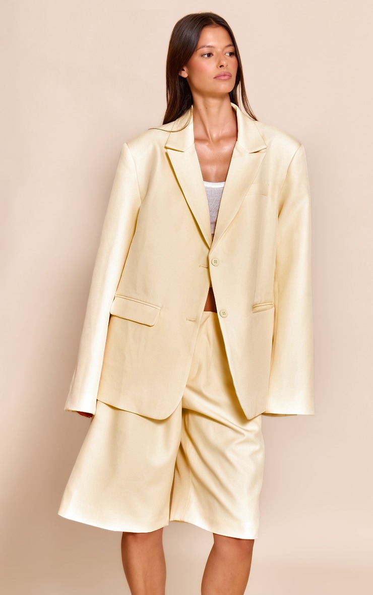 Butter Yellow Tailored Woven Oversized Blazer image 1