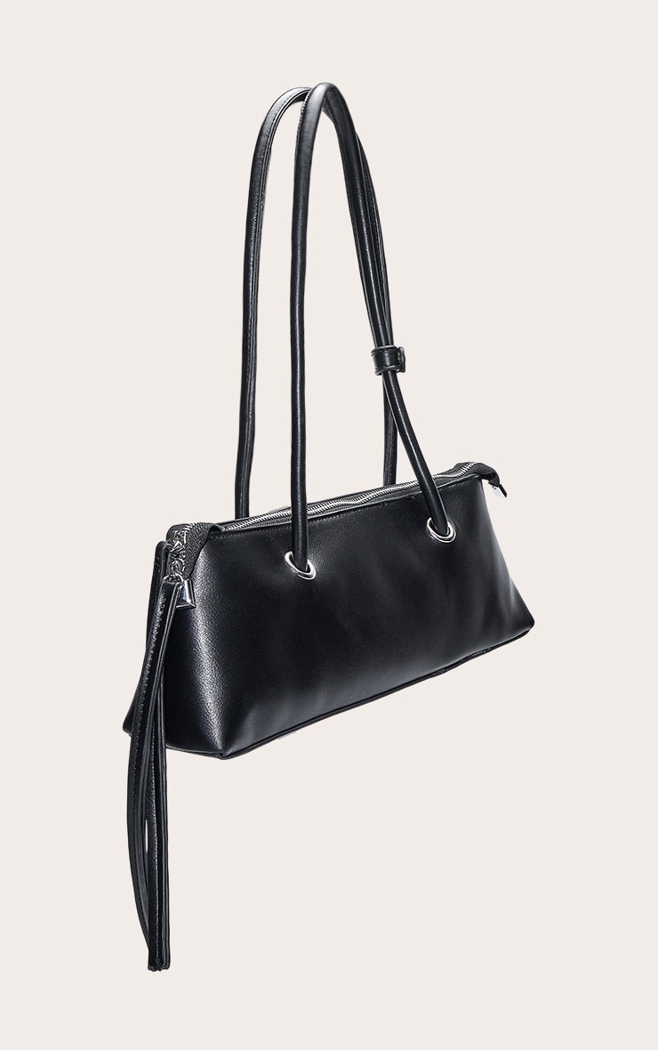 Black Elongated Handle Shoulder Bag image 3