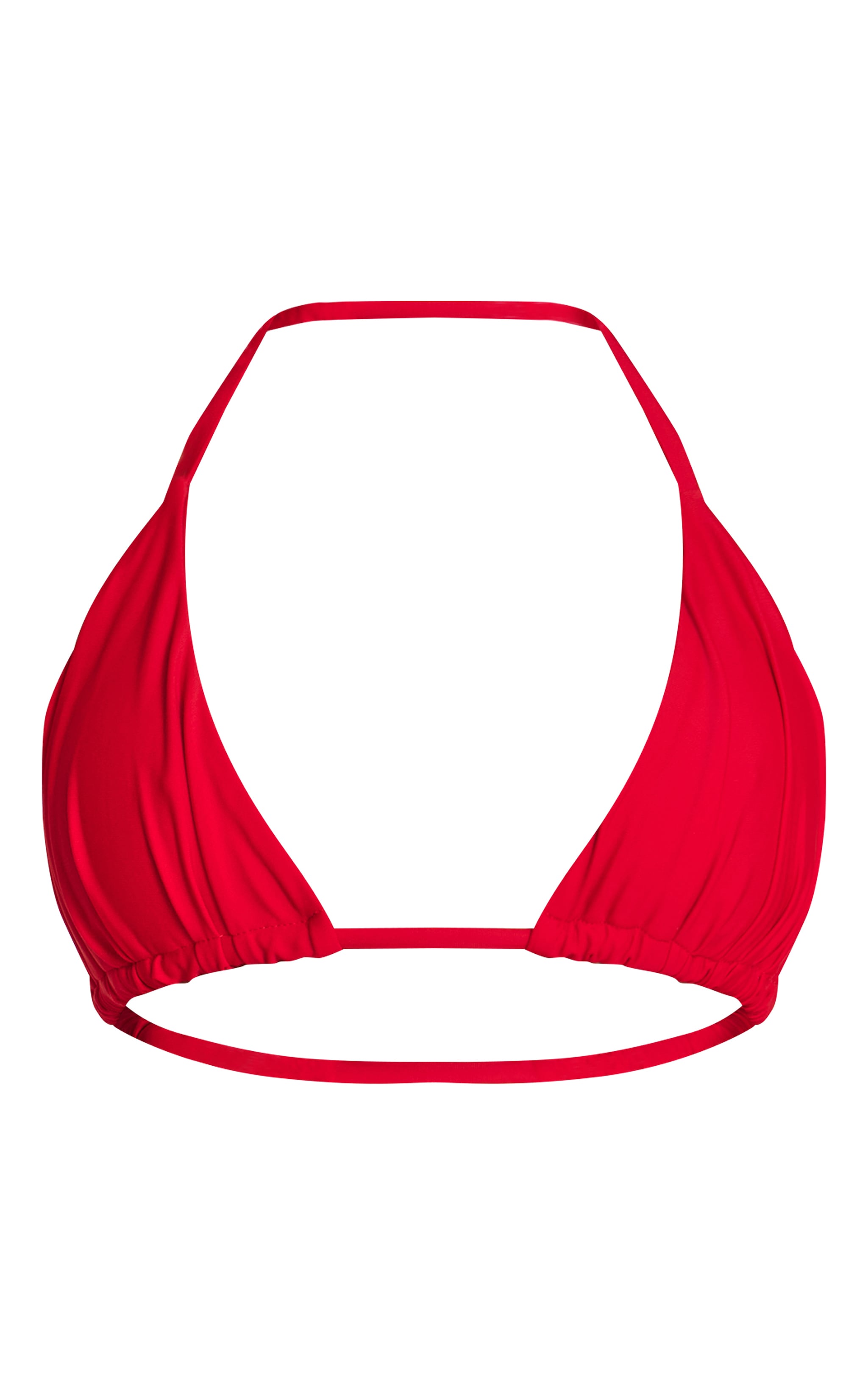 Red Ruched Tie Front Triangle Bikini Top image 5