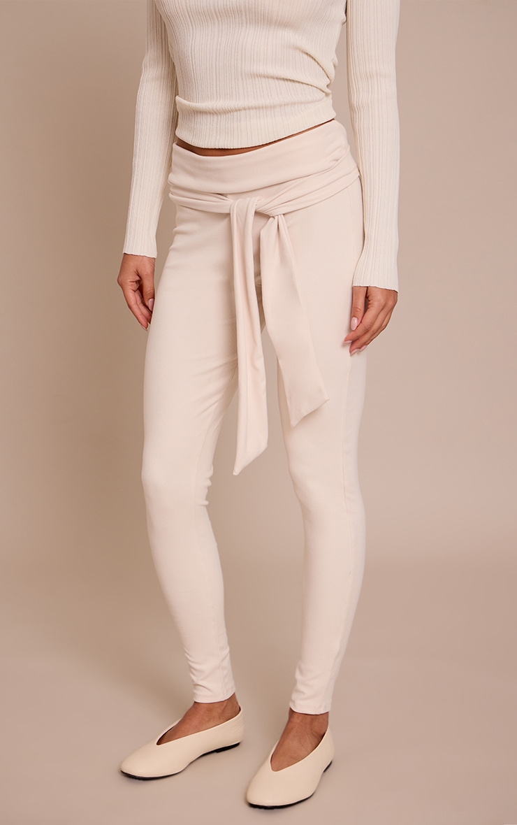 Legging très doux crème à taille nouée image 2