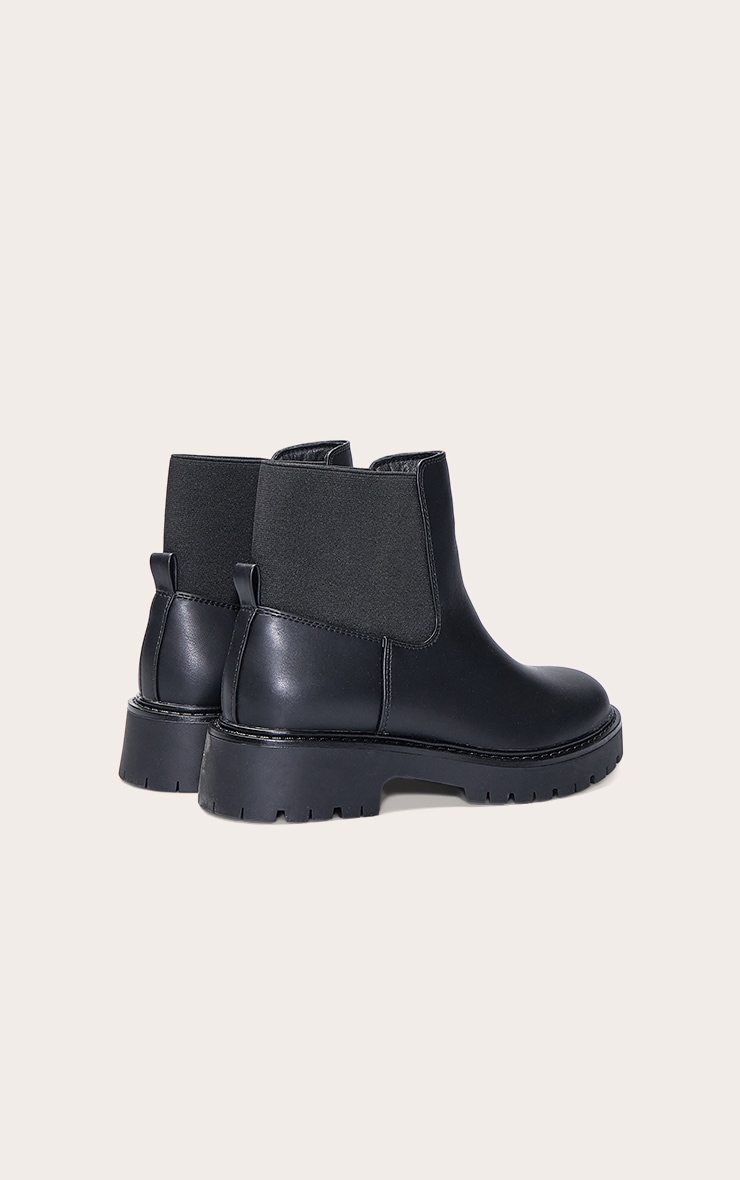 Wide Fit Black Elasticated Heel Chunky Ankle Boot image 4