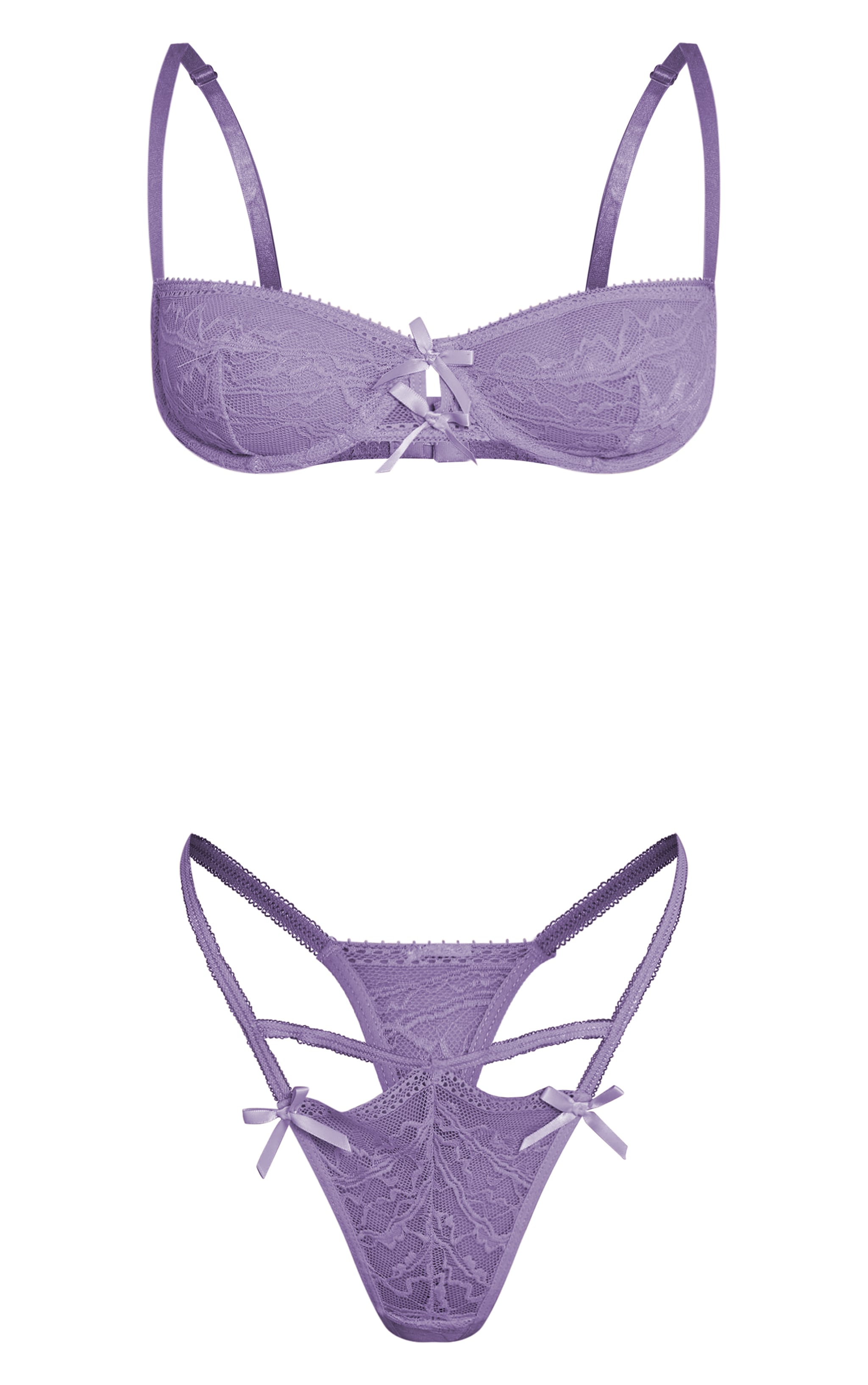 Lilac Lace Underwired Bra 2 Piece Lingerie Set image 5