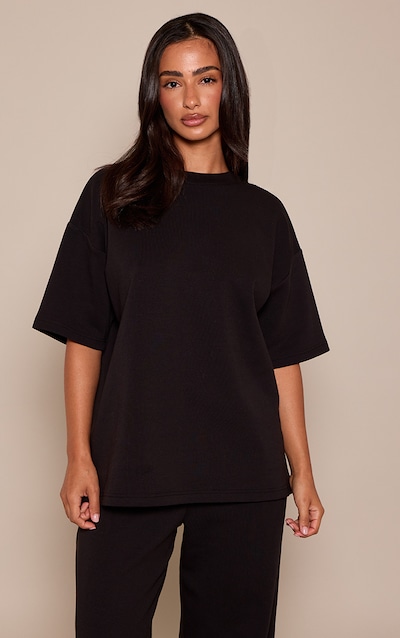 Petite Black Boxy Oversized T-Shirt
