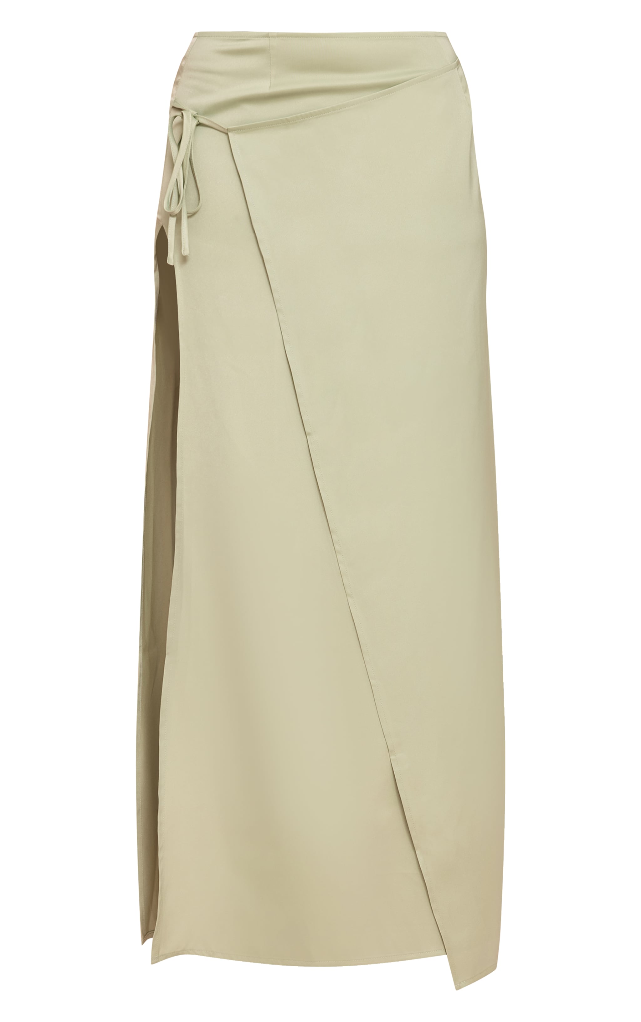 Sage Satin Wrap Maxi Skirt image 5