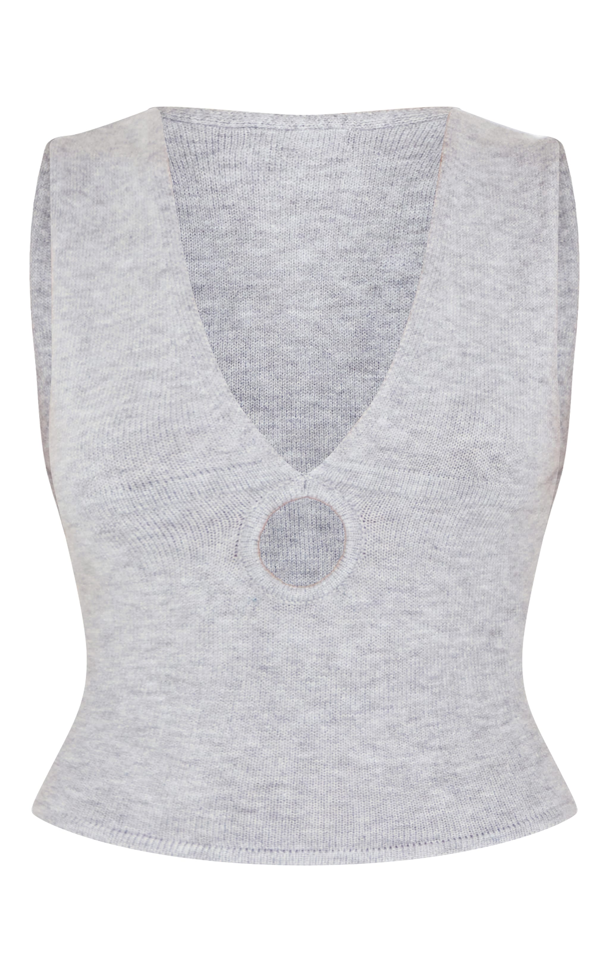Crop top en maille tricot douce gris cendré à décolleté image 5