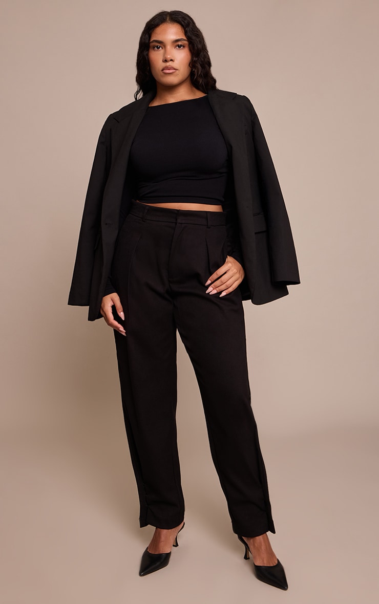 Shape Black Boat Neck Long Sleeve Seamless Top image 3