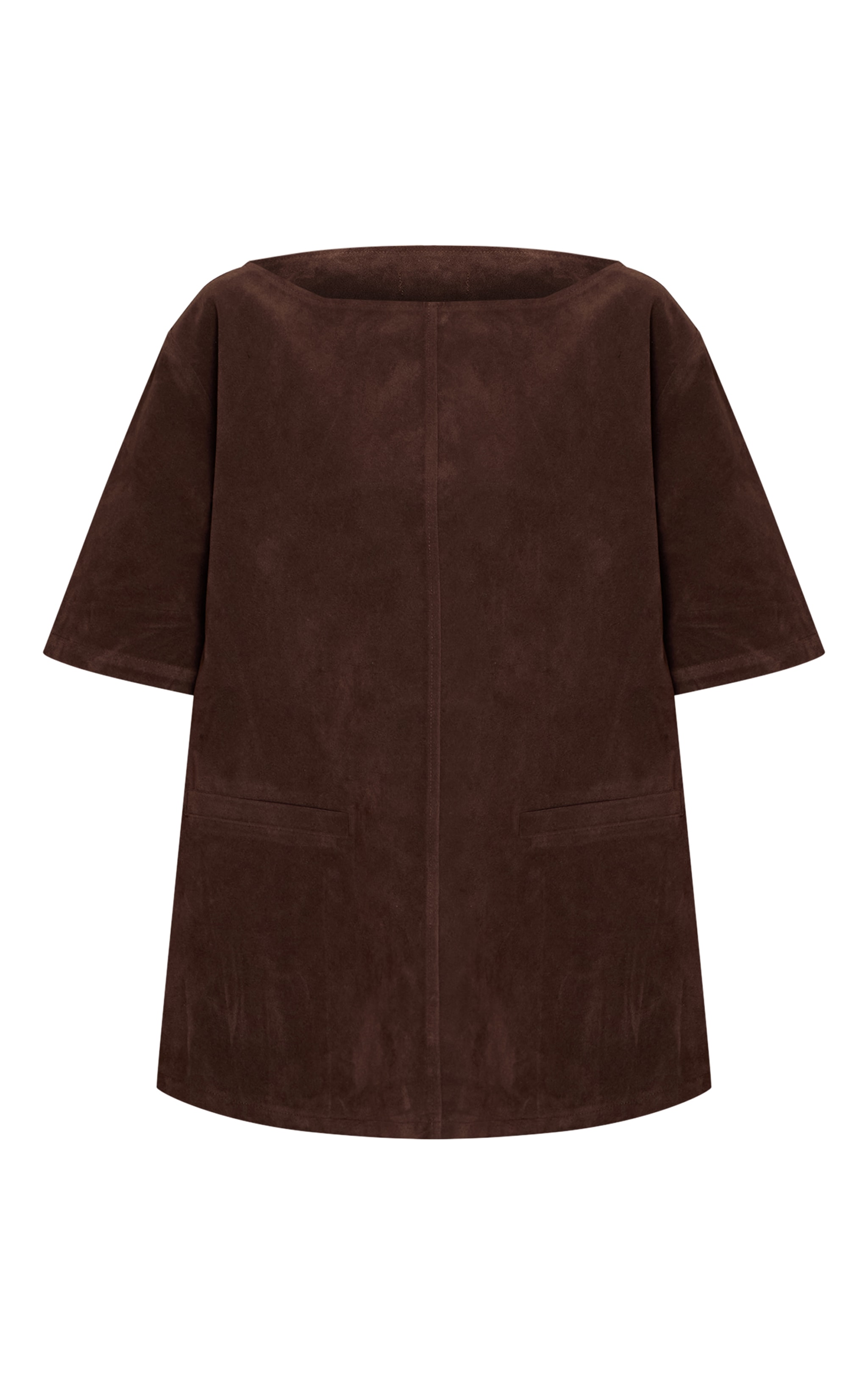 Dark Chocolate Faux Suede Oversized Boxy Detail Structured Top  image 5