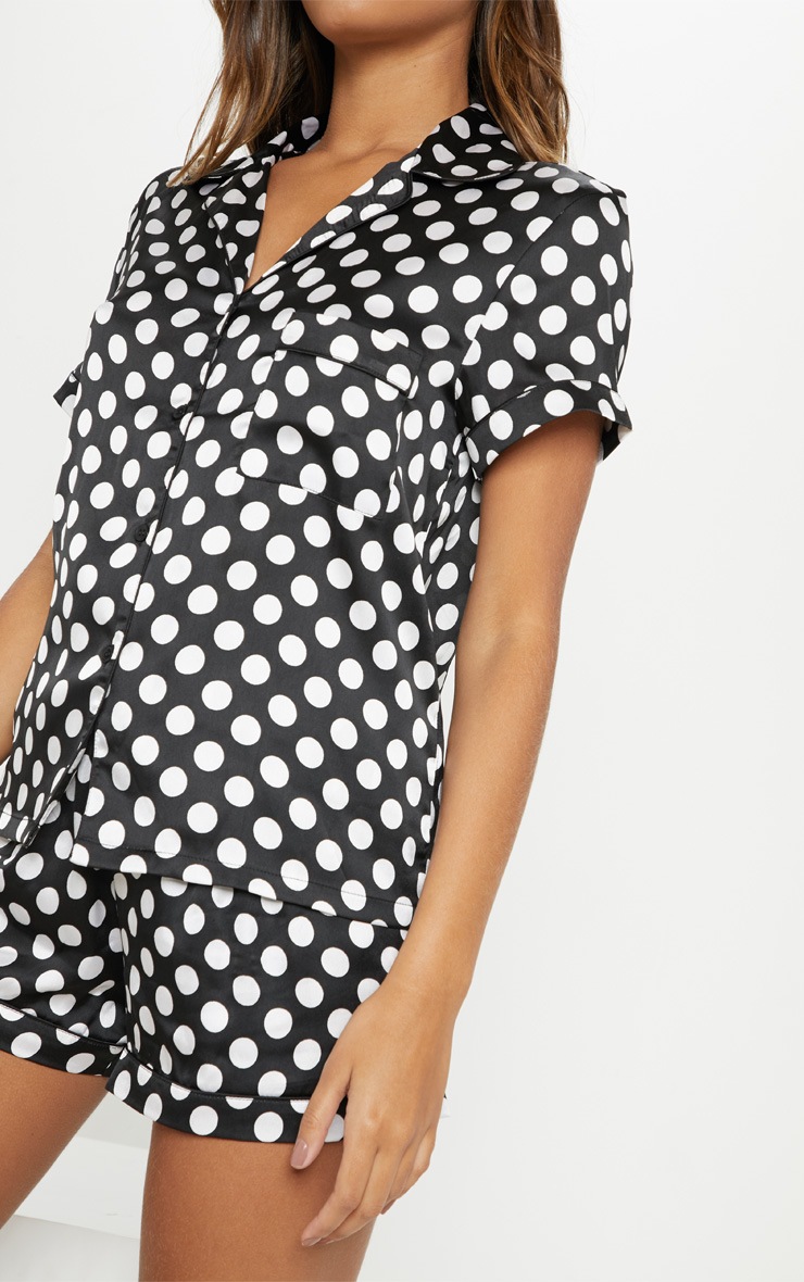 Monochrome Polka Button Up Short Pyjama Set image 5