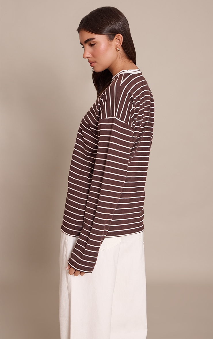 Chocolate Soft Jersey Striped Oversized T Shirt  image 2