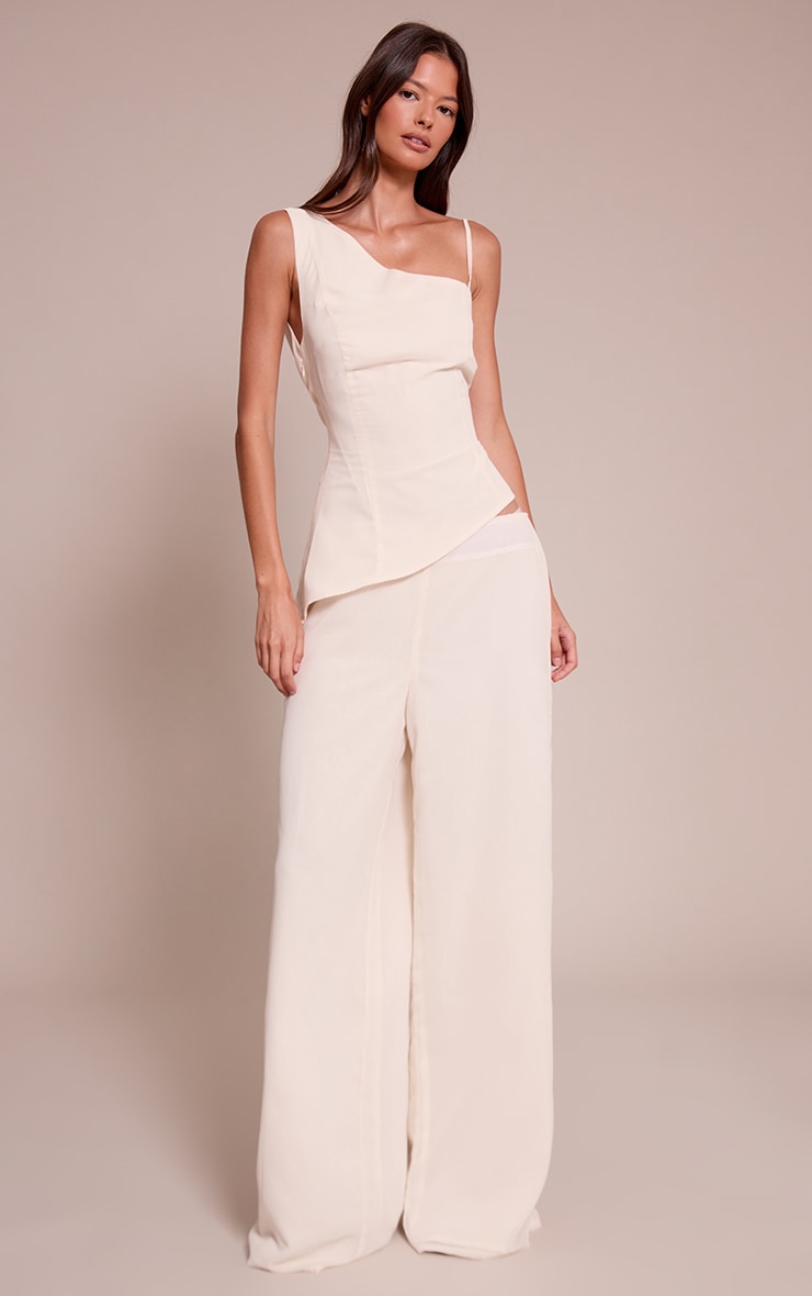 Cream Chiffon Asymmetric Cami Top image 3