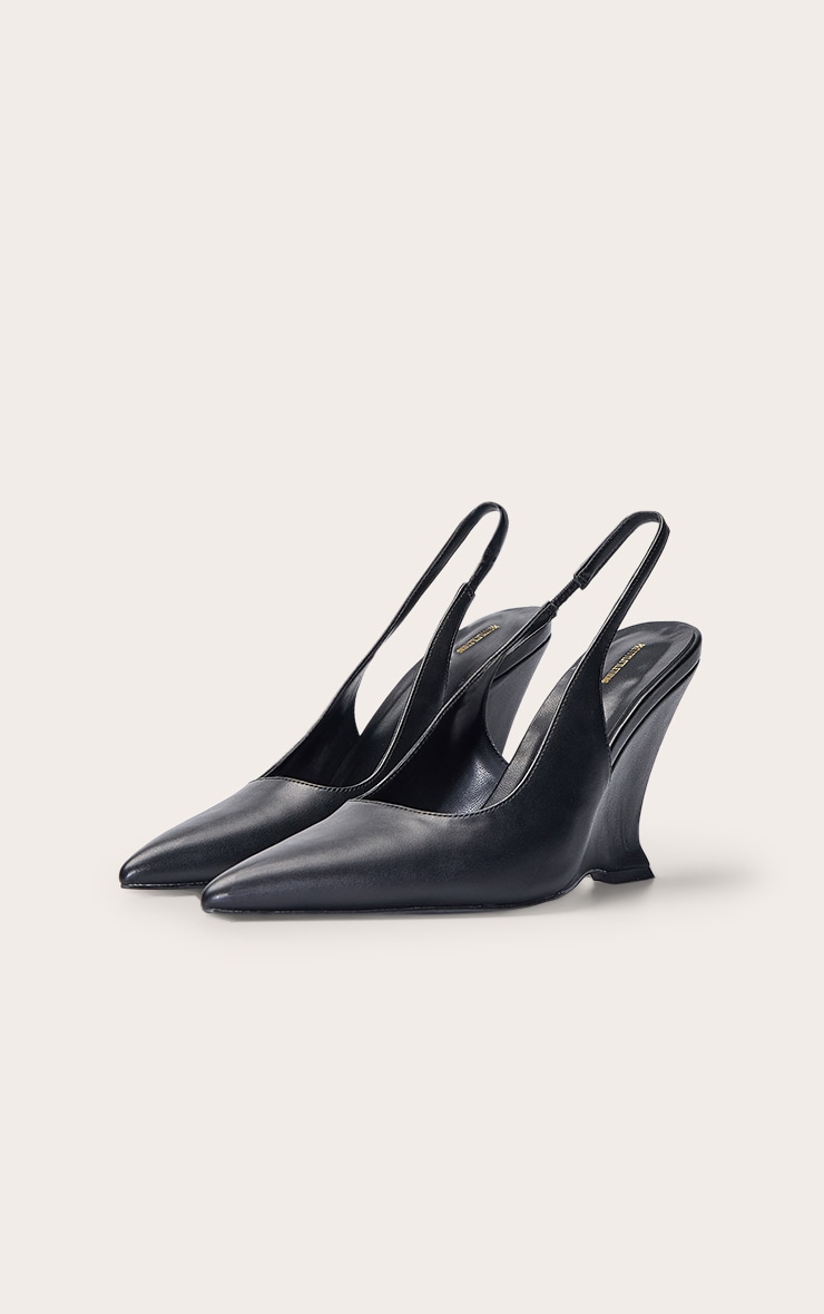 Mules compensées noires à bride derrière image 3