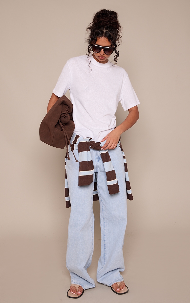 White Marl Slub Cotton Oversized T-Shirt