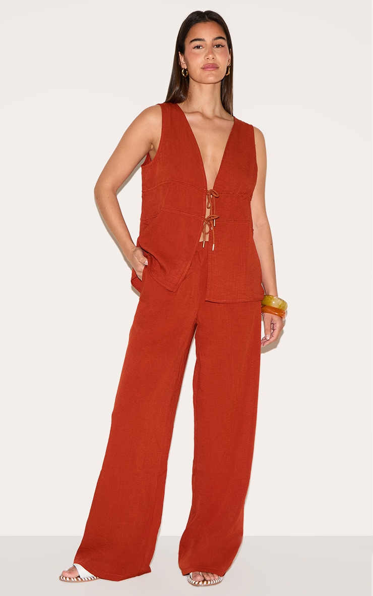 Rust Straight Leg Pants image 1