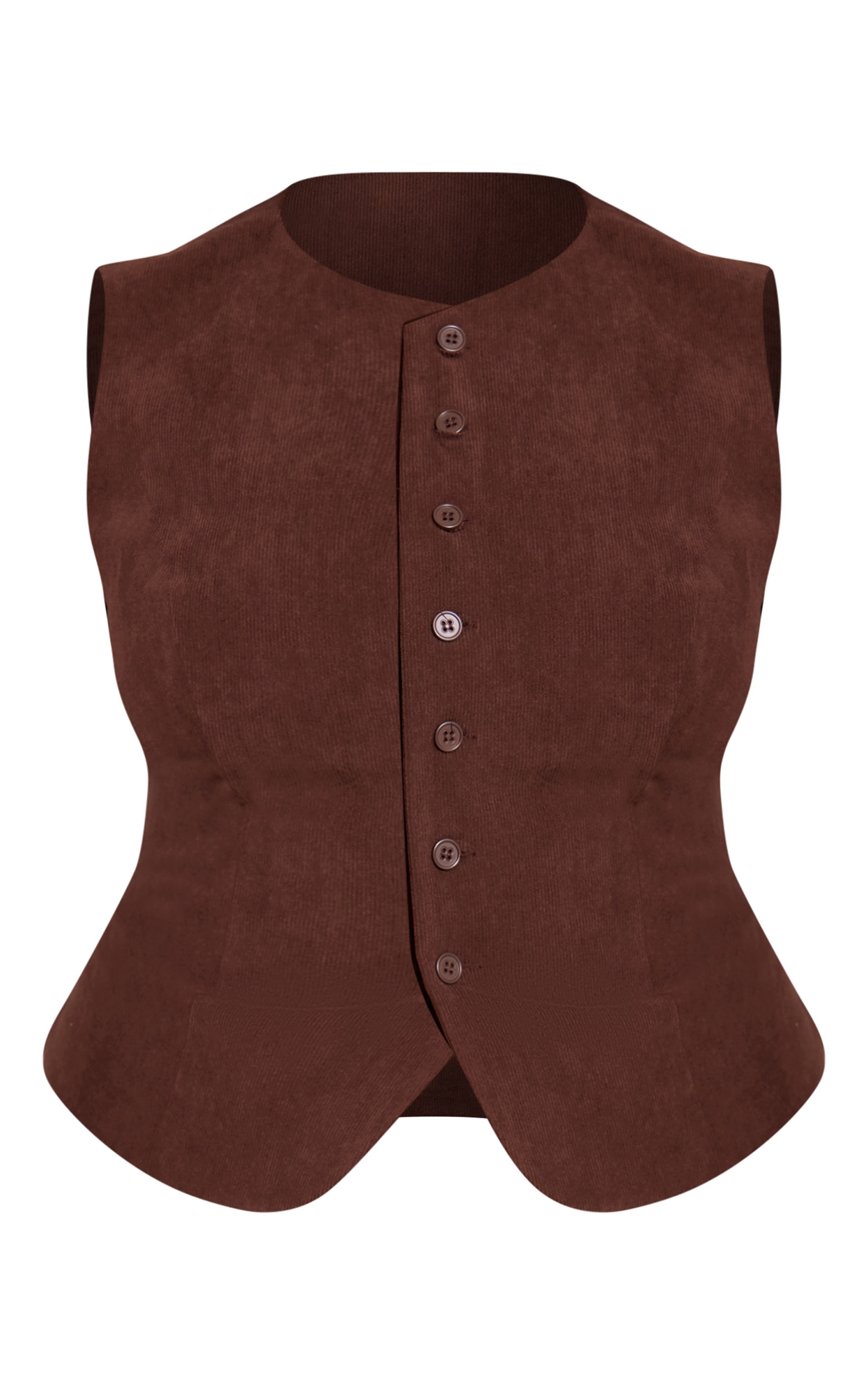 Plus Dark Brown Cord Tailored Waistcoat image 5