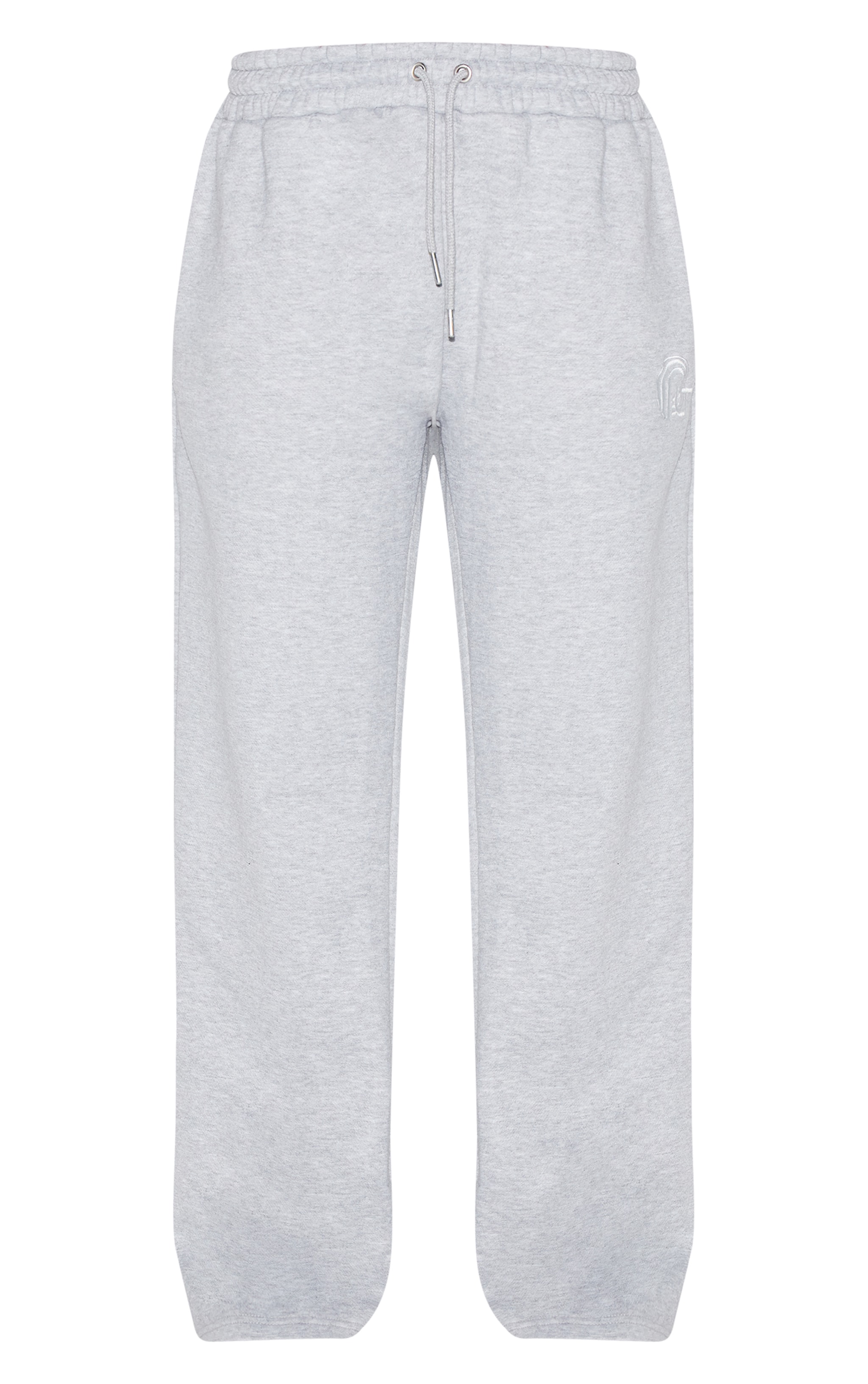 PRETTYLITTLETHING Grey Marl Embroidered Graphic Wide Leg Sweatpants image 5