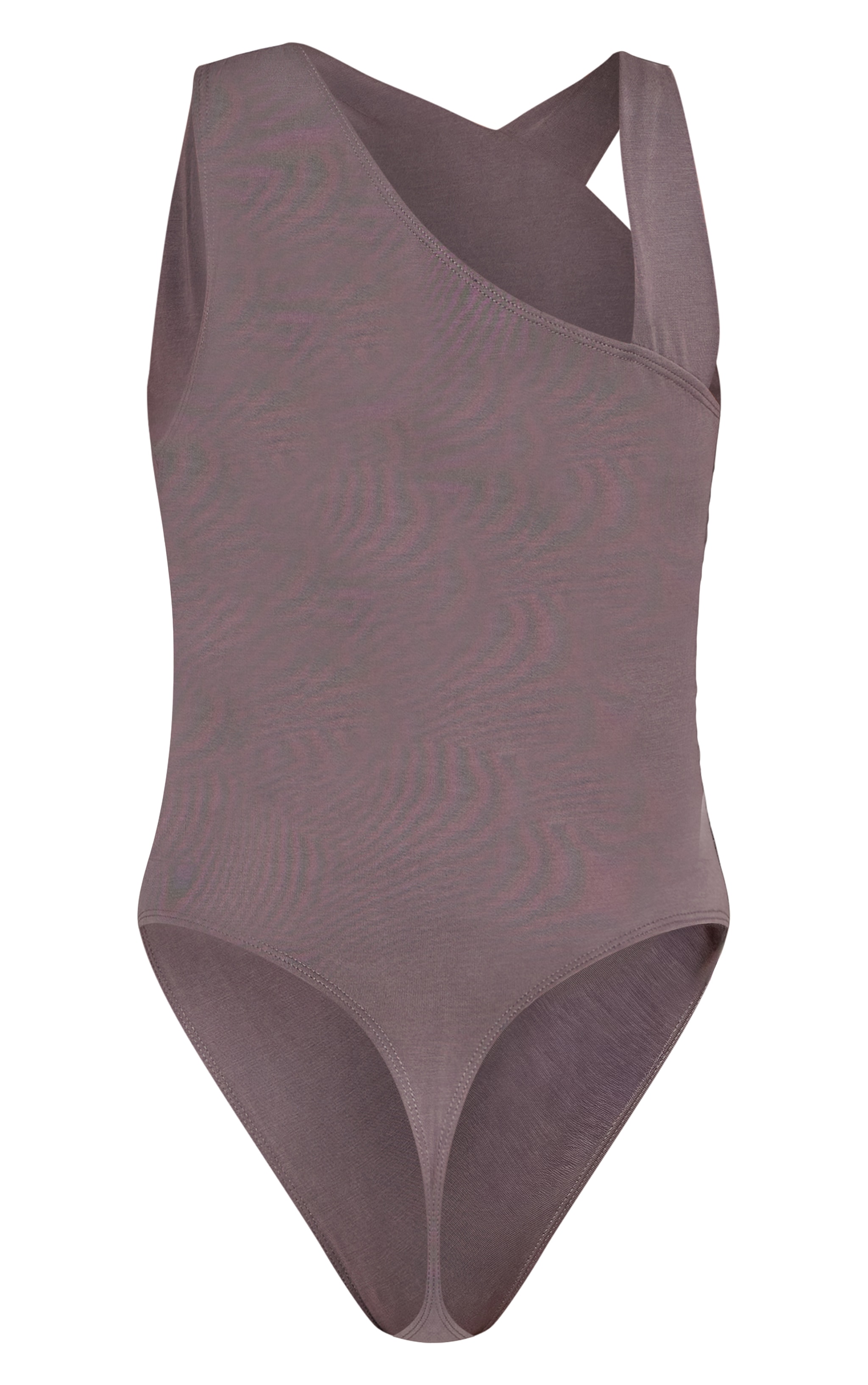 Charcoal Blue Modal Asymmetric Strap Ruched Bodysuit image 6