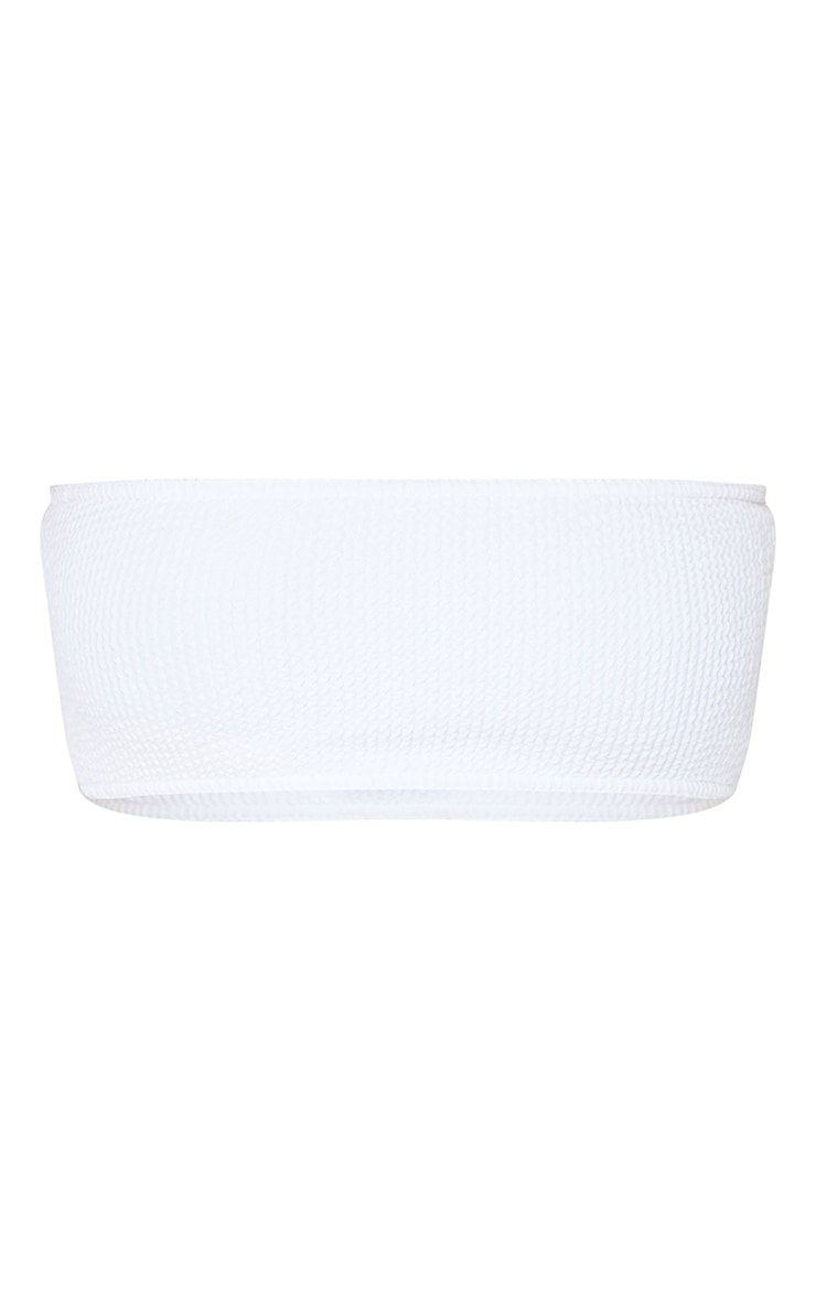 White Crinkle Bandeau Bikini Top