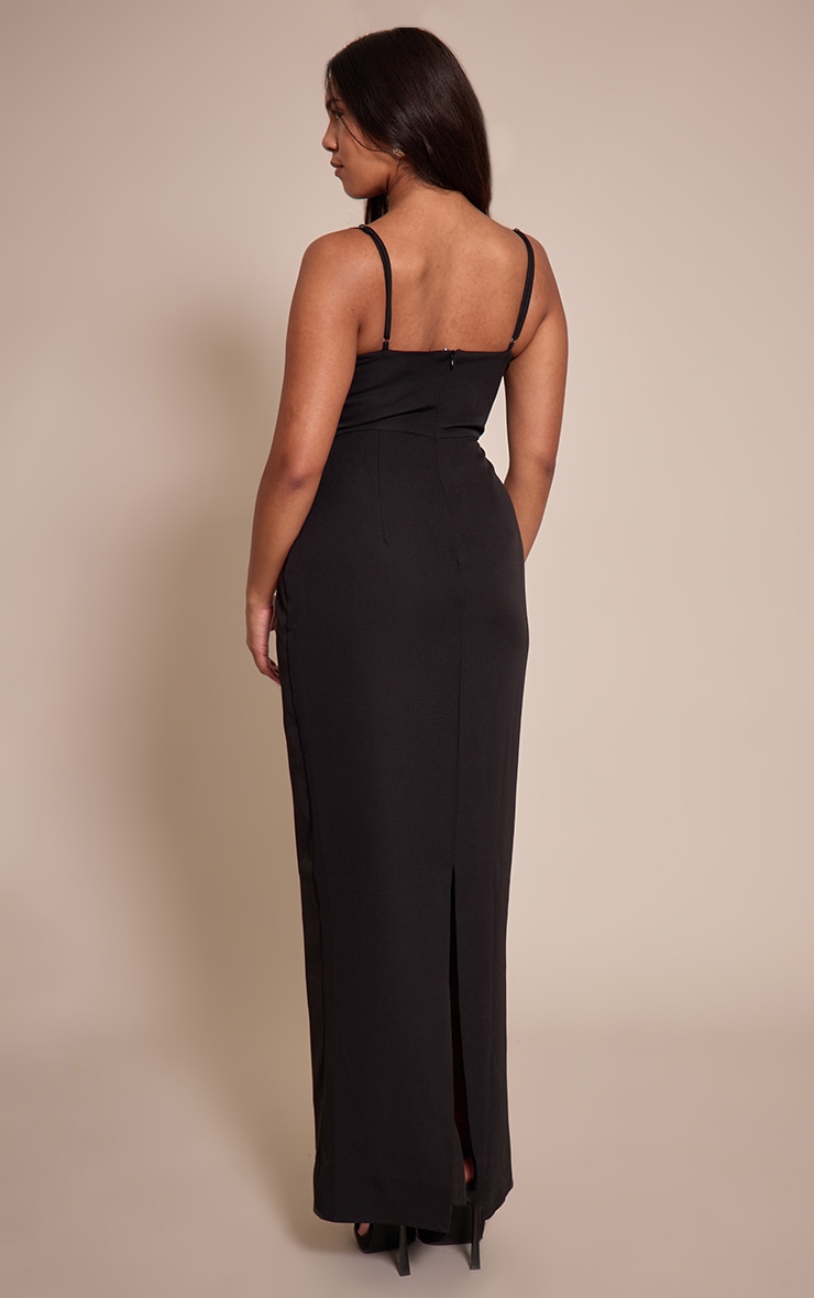 Shape Black Plunge Wave Trim Maxi Dress image 2