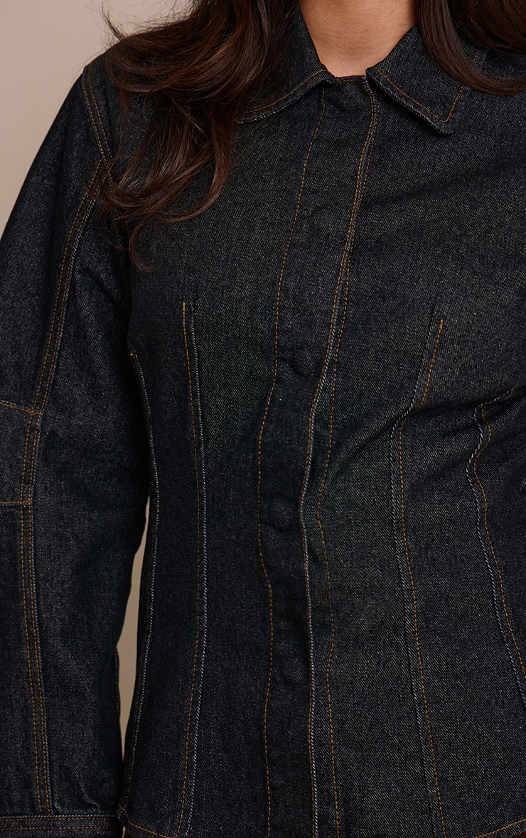 Raw Indigo Balloon Sleeve Cinched Denim Shirt image 4
