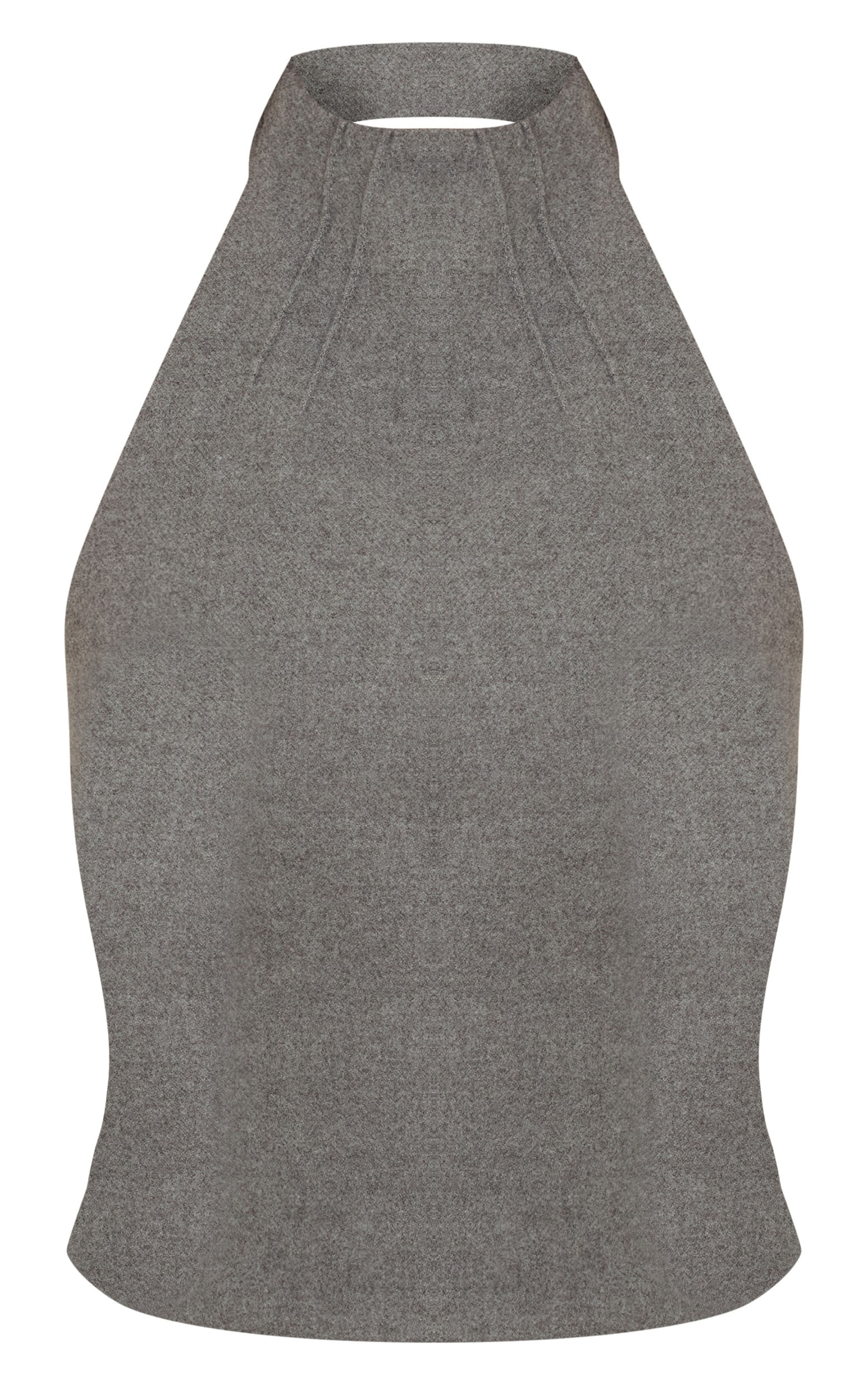 Grey Brushed Woven Halter Neck Top image 5