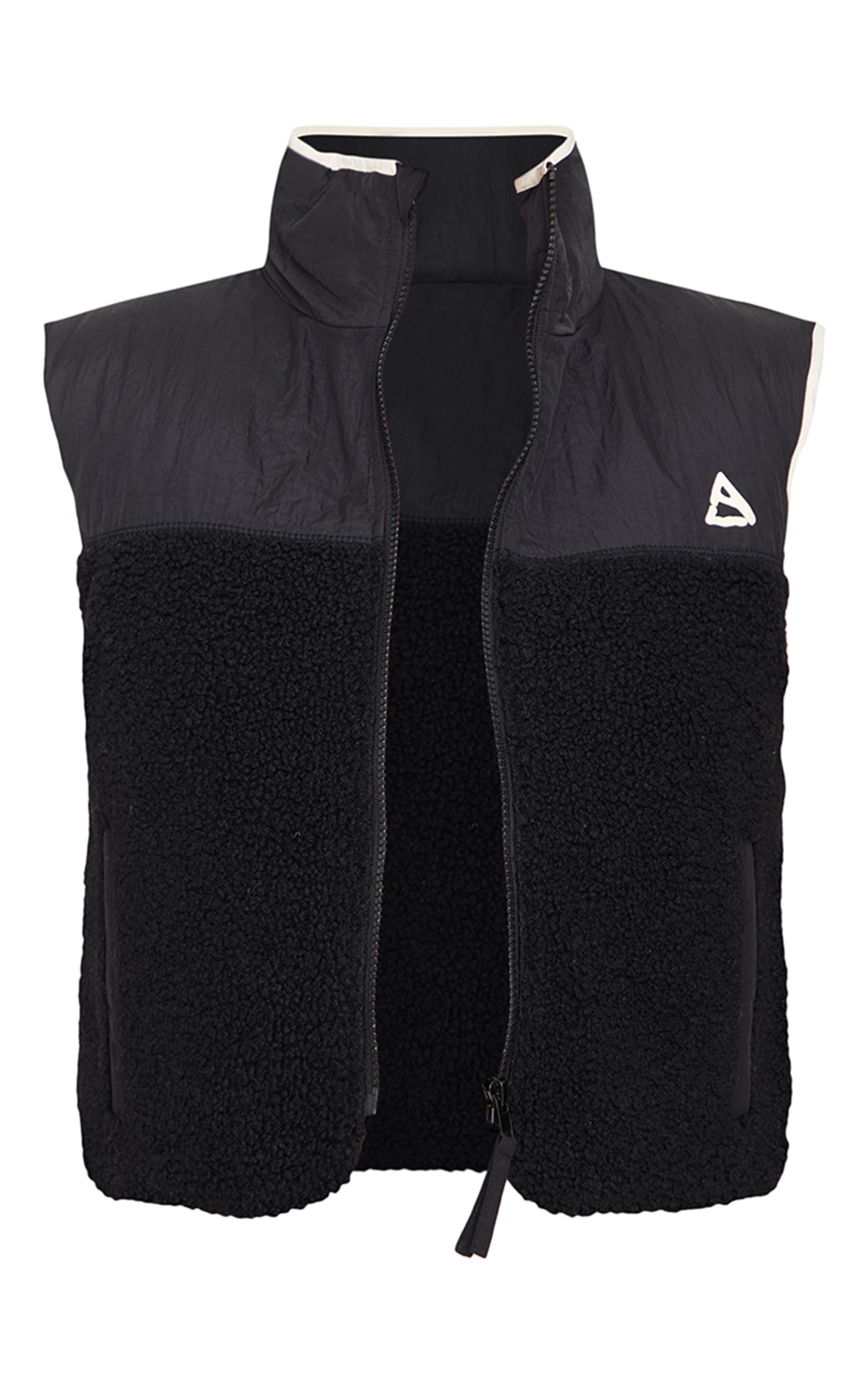 Black Contrast Borg Crop Puffer Gilet image 5