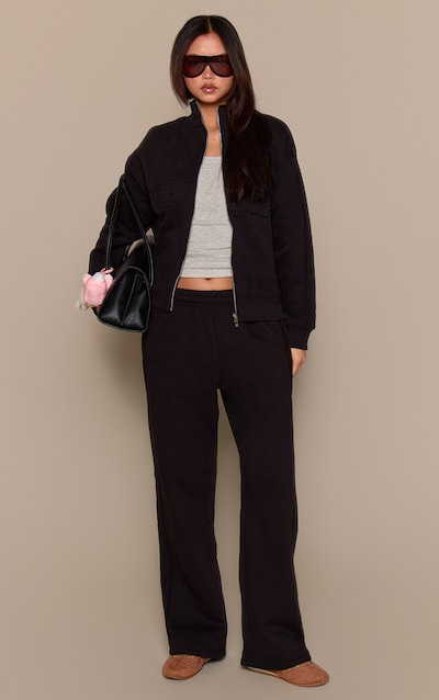 Black Sweat Wide Leg Track Pants