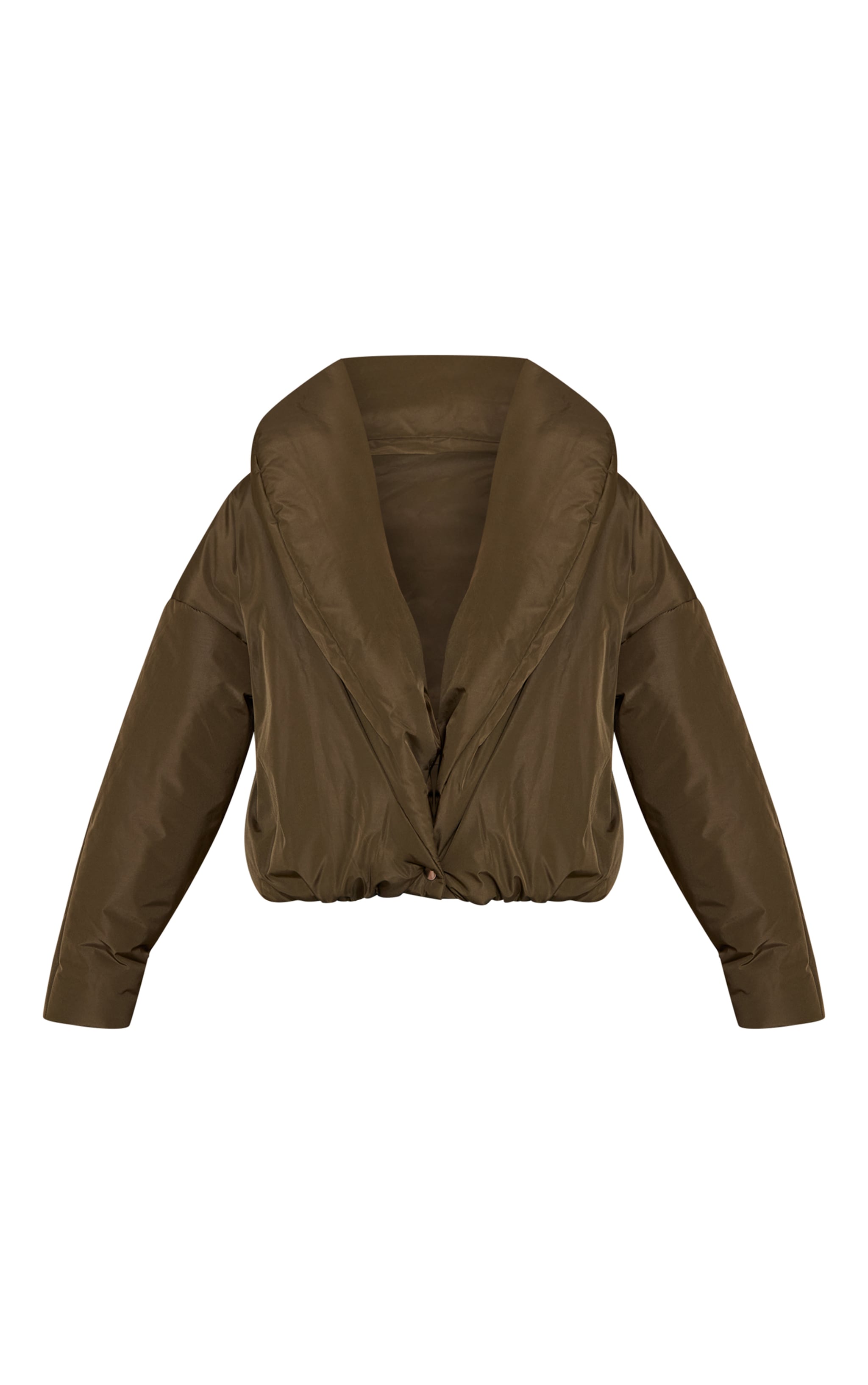 Khaki Exaggerated Collar Shell Puffer Jacket image 5