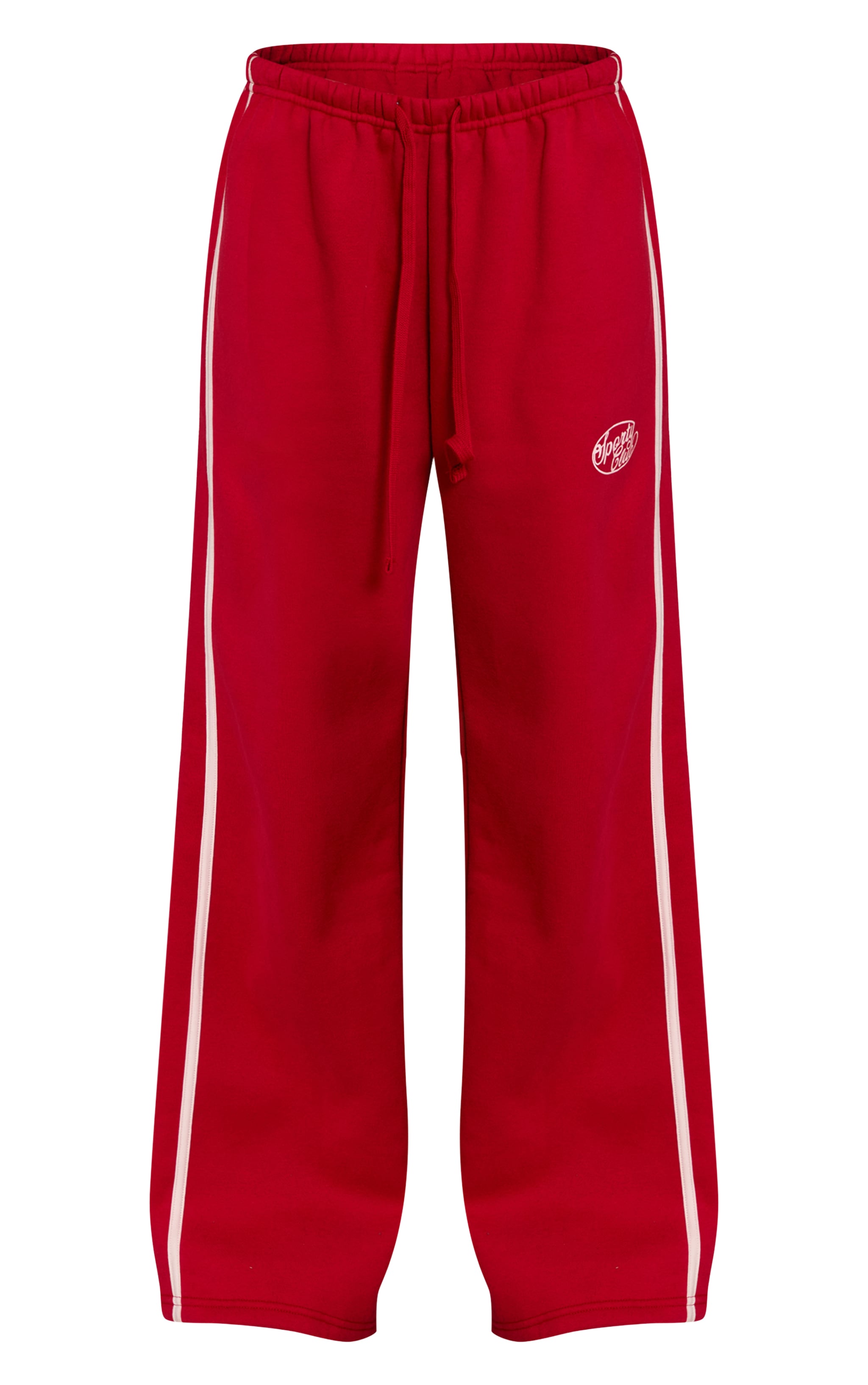 Red Sports Club Print Wide Leg Sweatpants image 5