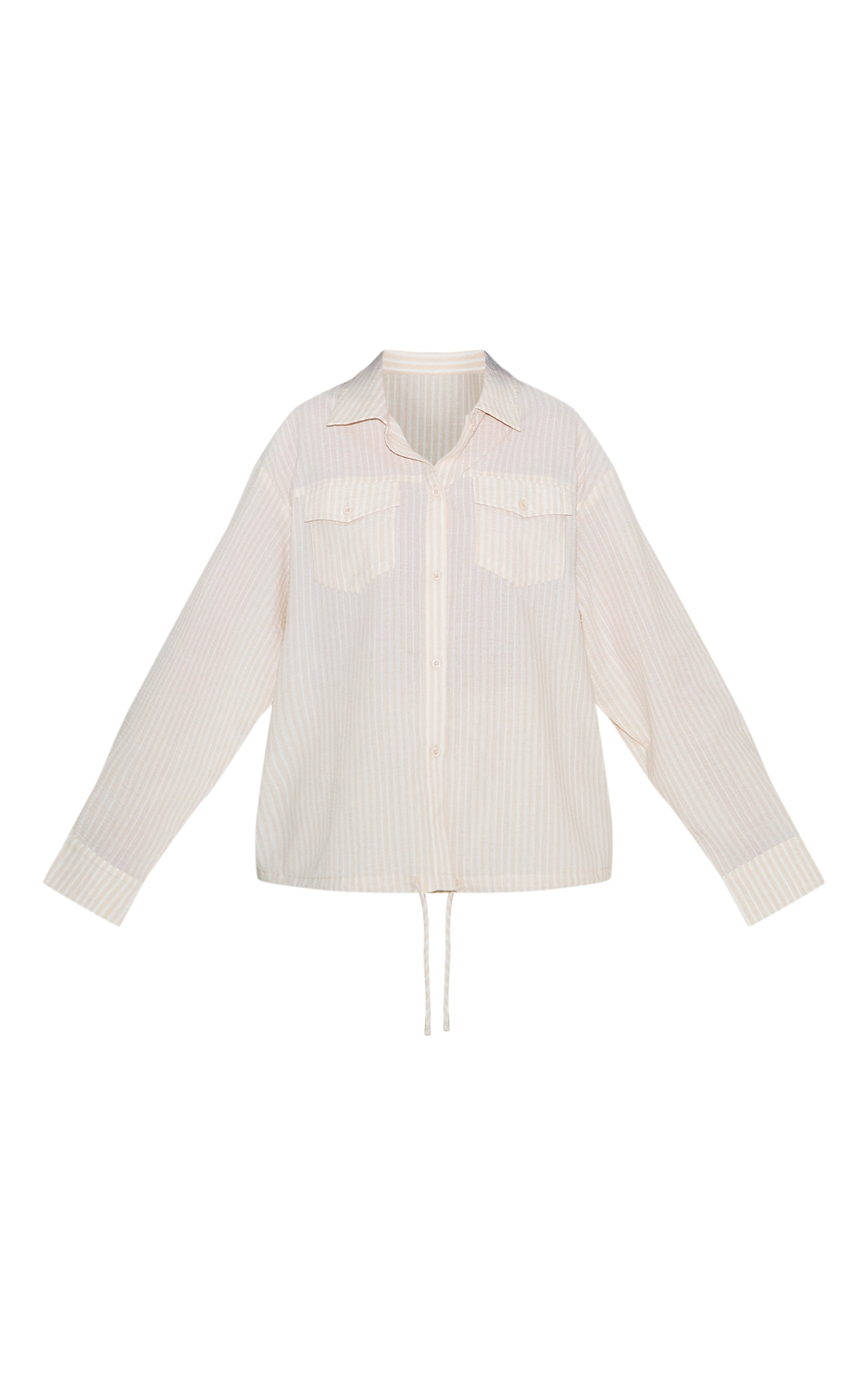 Chemise oversize en effet lin gris pierre à rayures et poches image 5