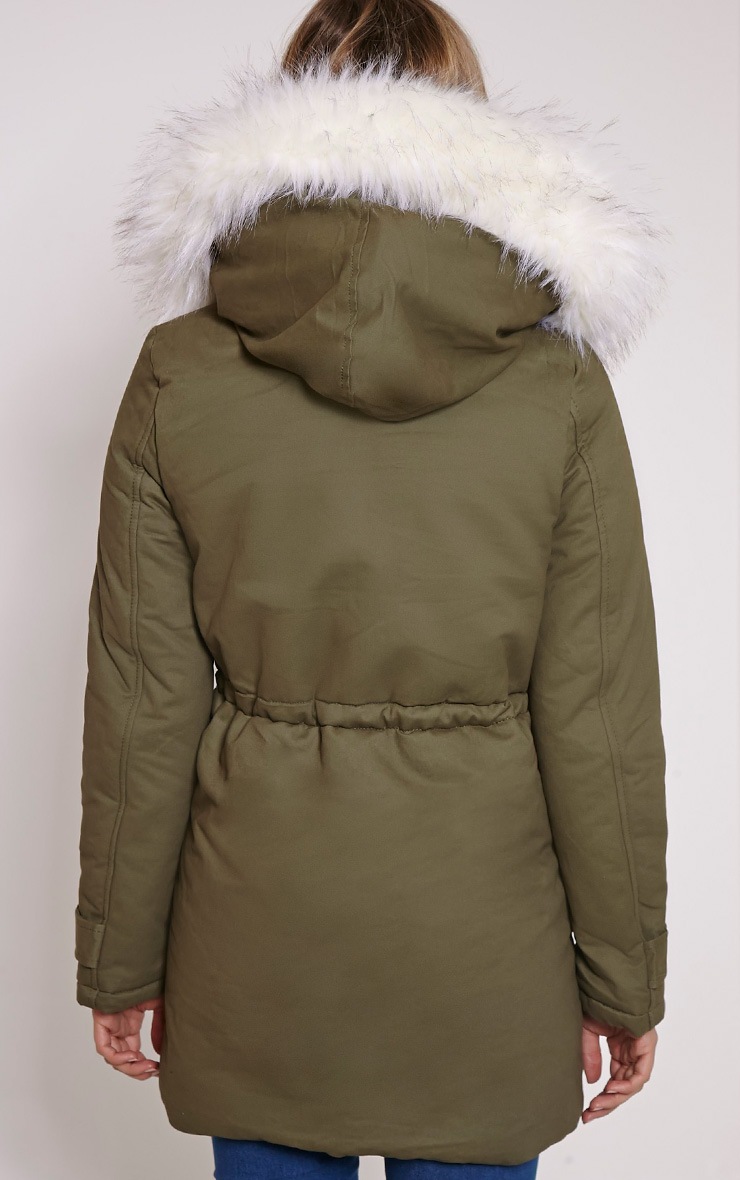 Jen Cream Faux Fur Lined Premium Parka Coat PrettyLittleThing