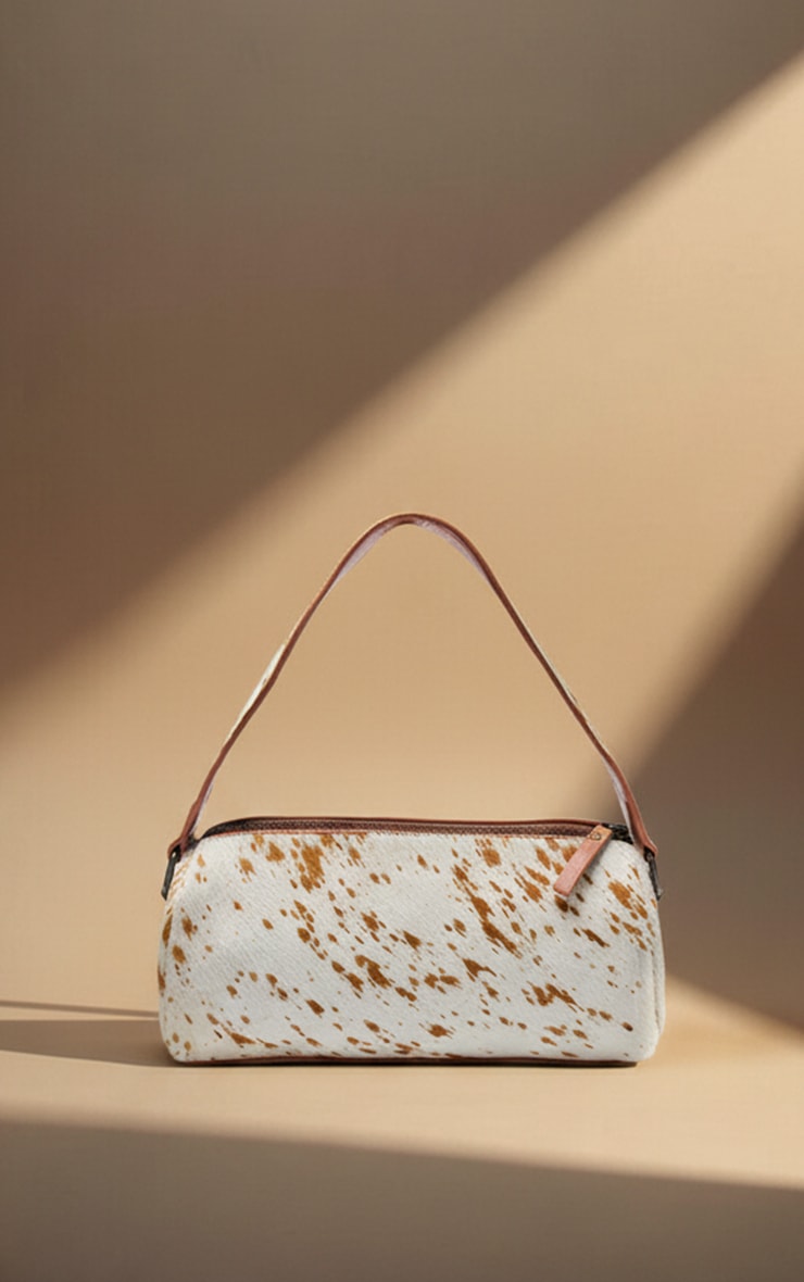 Natural Cow Print Real Leather Shoulder Bag
