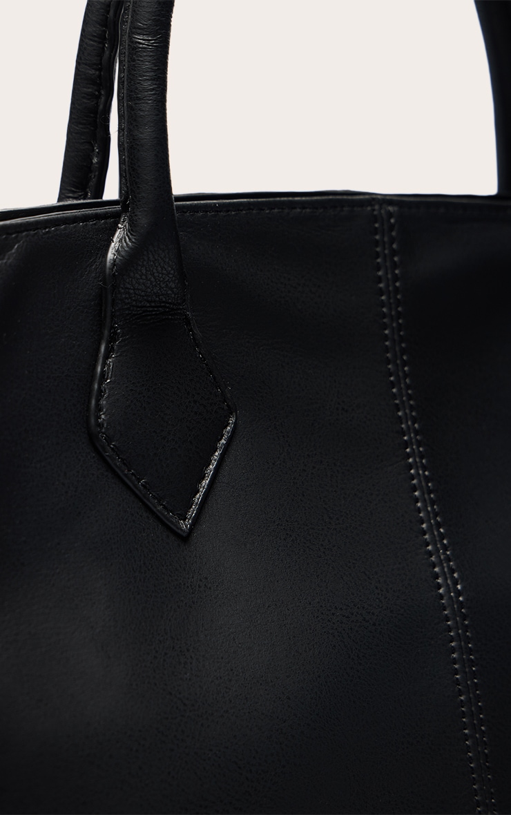 Black Faux Leather Oversized Handbag image 4