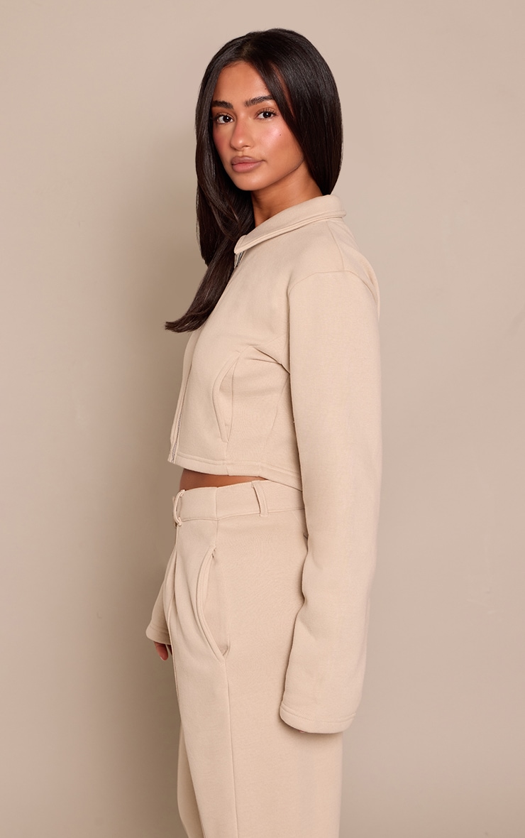 Petite Stone Cropped Zip Through Collared Sweatshirt  image 2