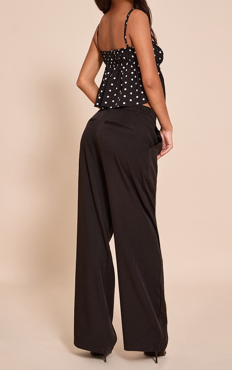 Petite Black Wide Leg Tailored Pants image 3
