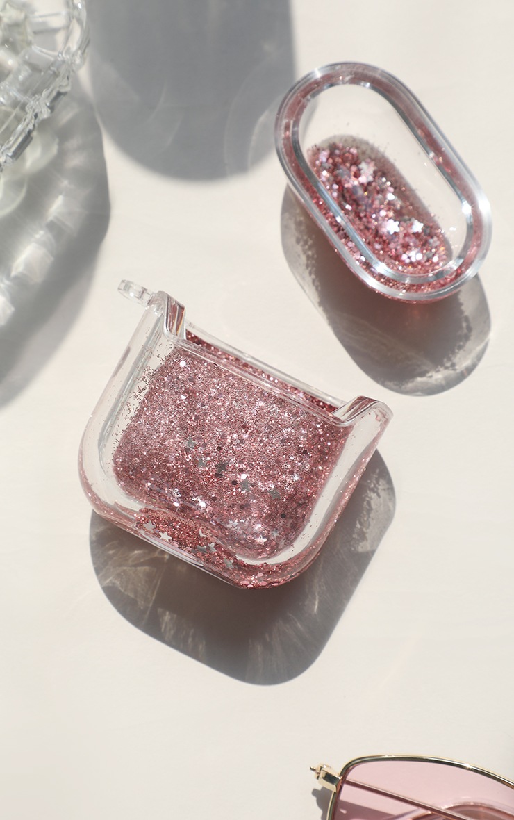 Etui à Airpods pailleté rose