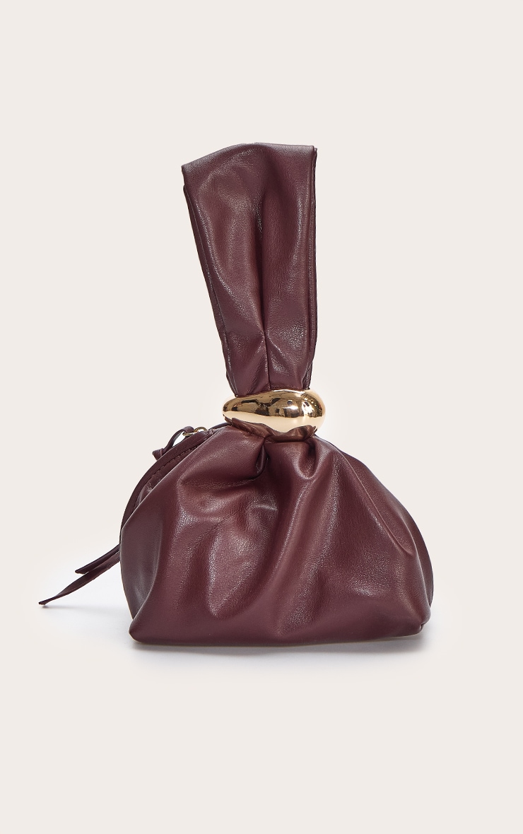 Premium Chocolate Soft Pu Gold Handle Hand Bag image 2
