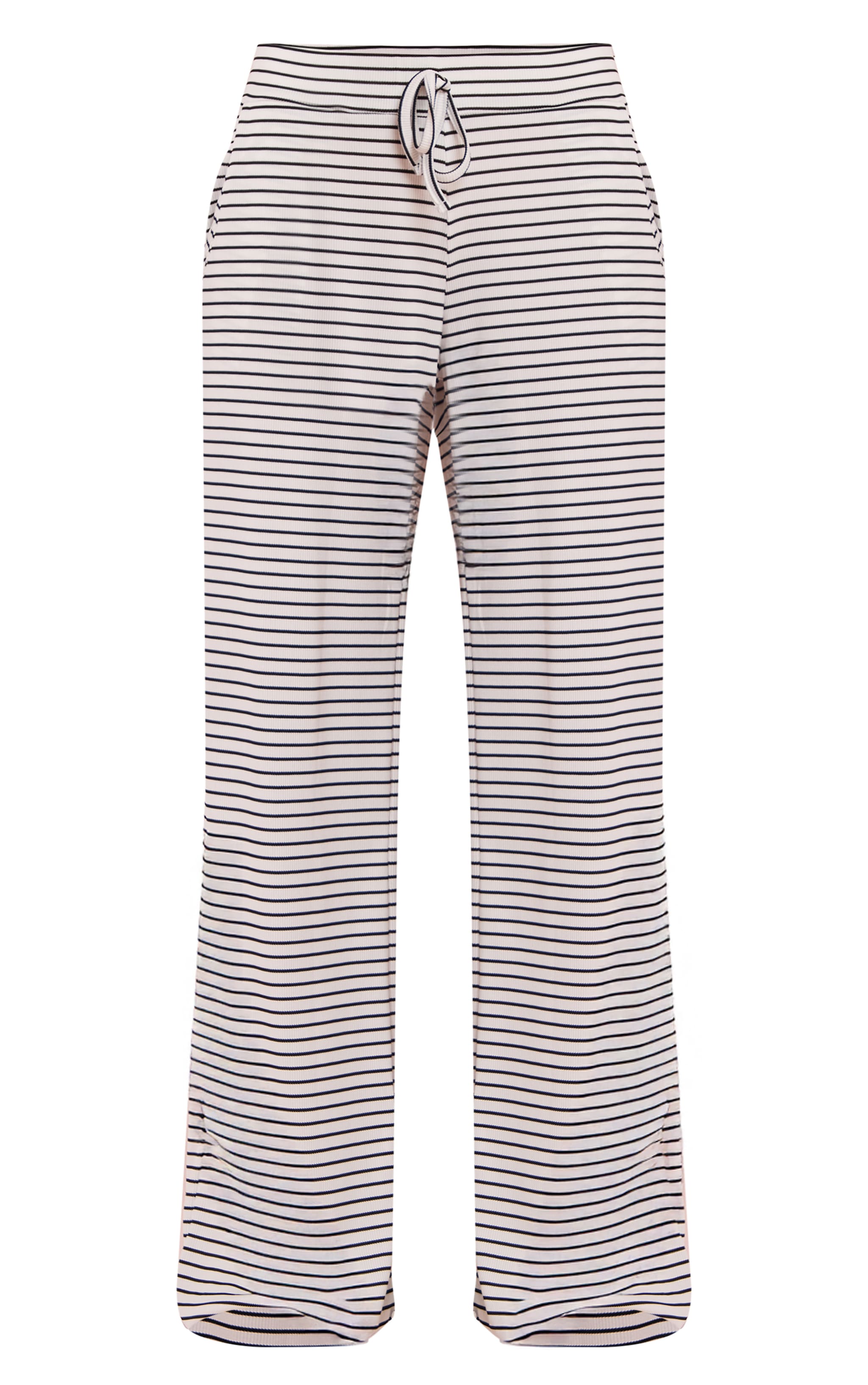 Pantalon large côtelé blanc à rayures et cordons ajustables image 5