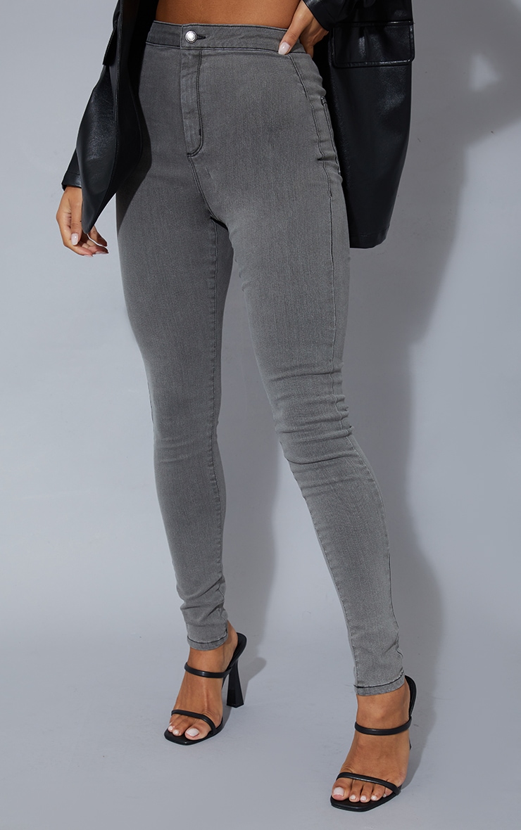 PRETTYLITTLETHING Grey Disco Skinny Jeans image 2