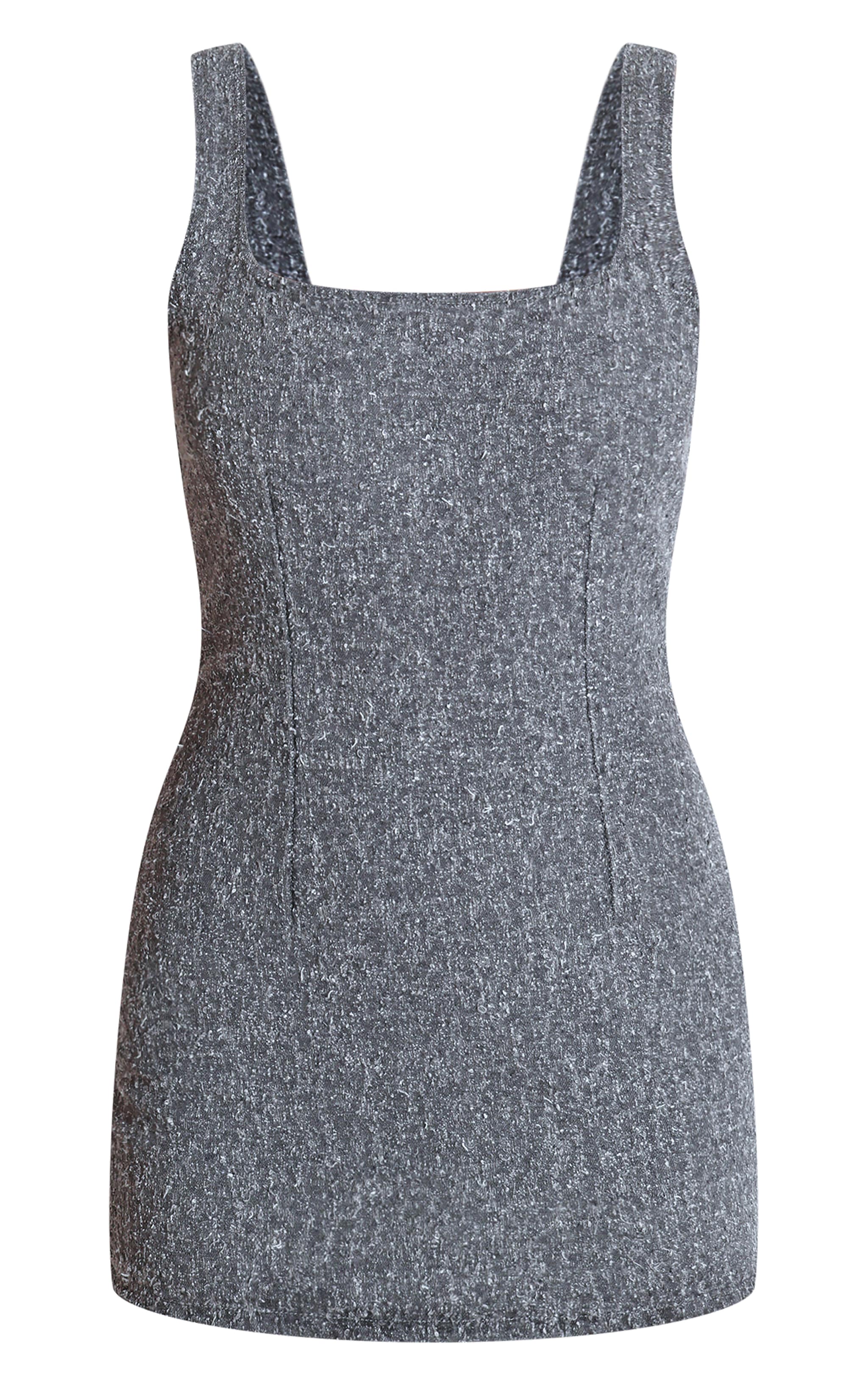 Grey Bobble Denim Bodycon Micro Mini Dress image 5
