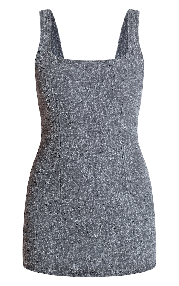 Grey Bobble Denim Bodycon Micro Mini Dress