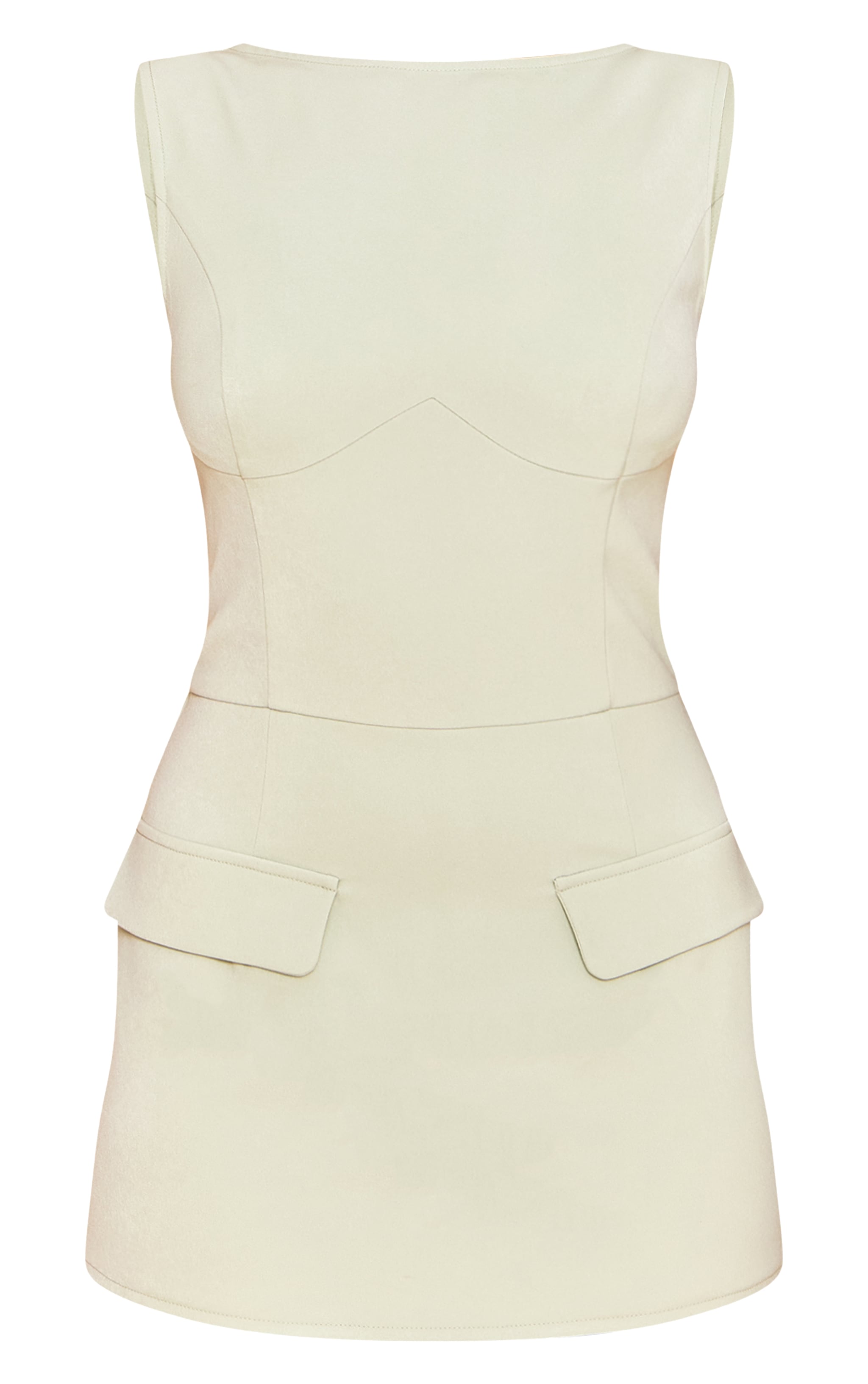 Sage Green Woven Pocket Detail Sleeveless Skort Playsuit image 5