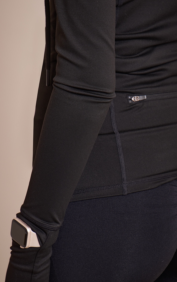 Tall Black Sculpt Seam Detail Drawstring Gym Jacket image 4