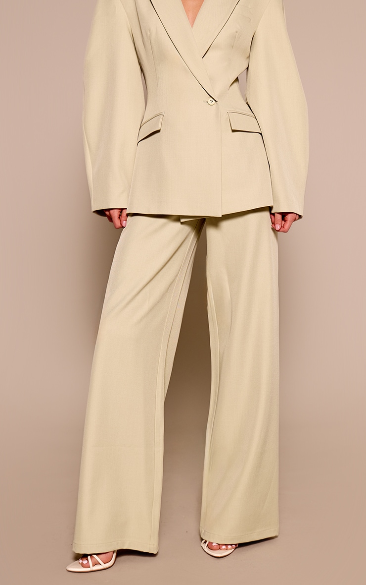 Sage Green Woven High Waist Tailored Pants image 2