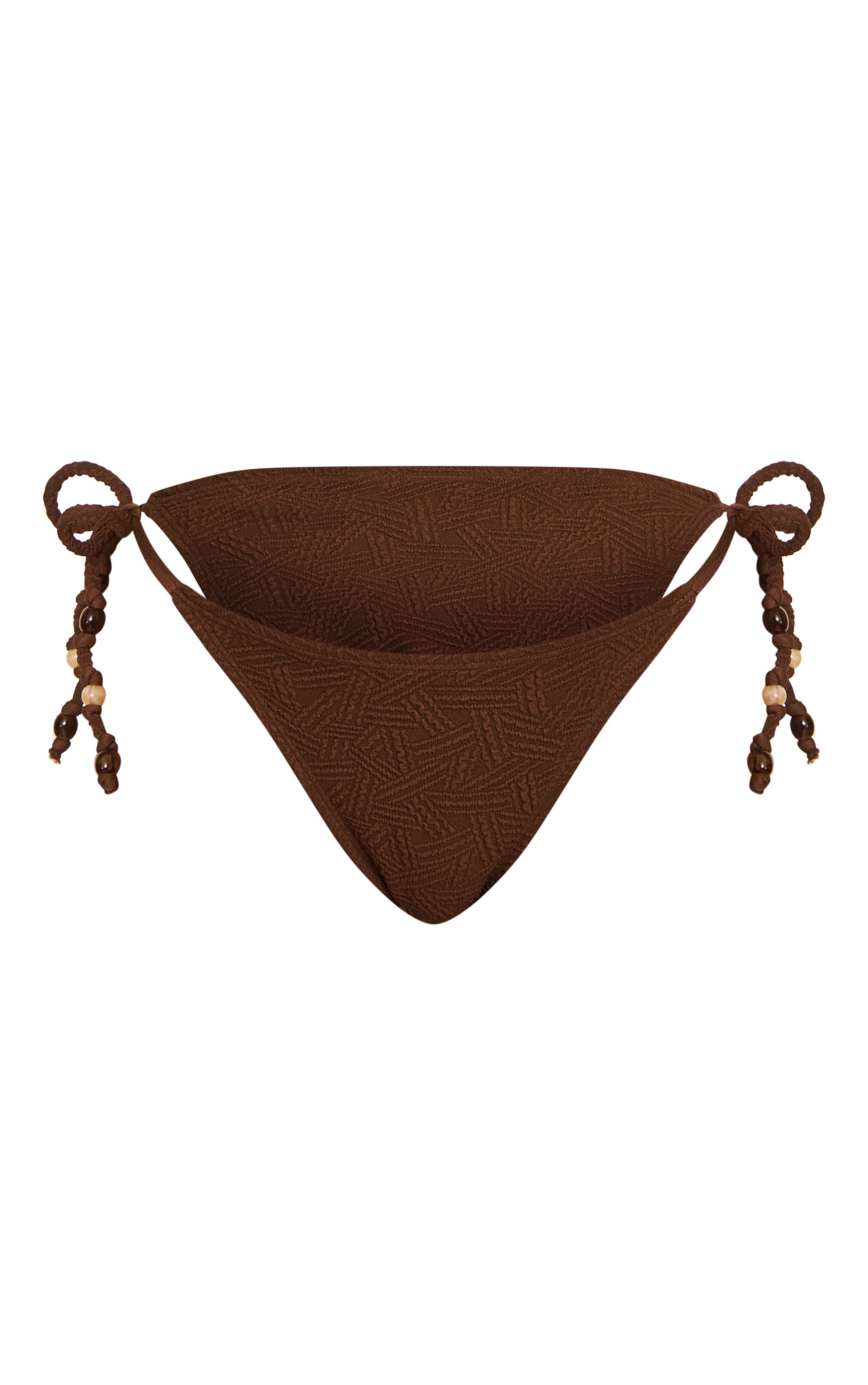 Chocolate Textured Bead Trim Tie Side Bikini Bottoms image 5