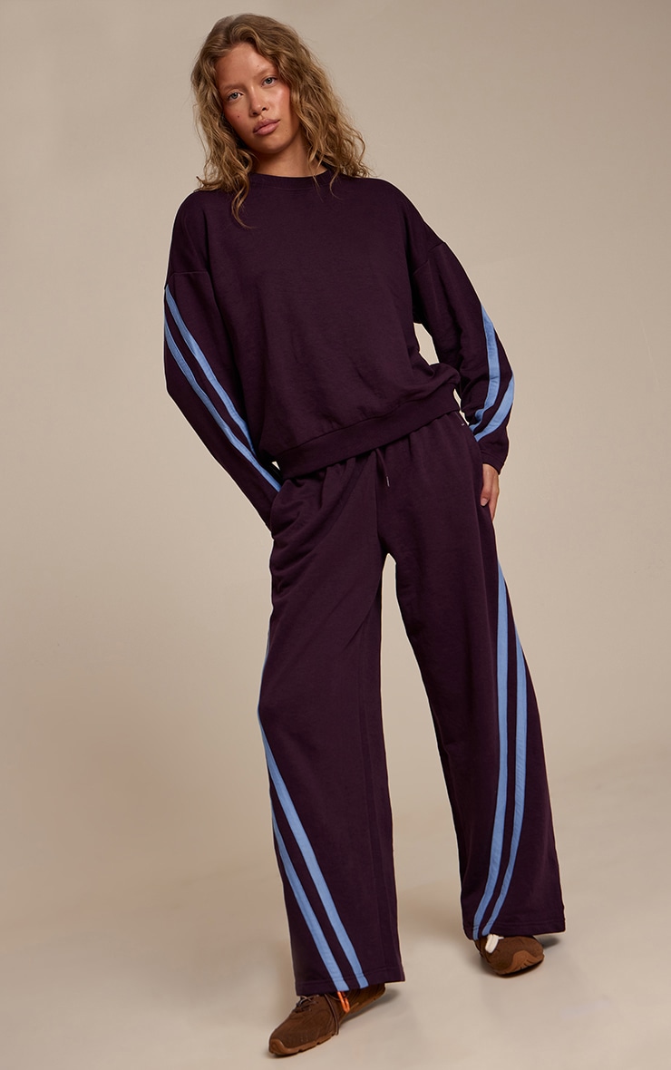 Sweat oversize violet à rayures contrastées image 3