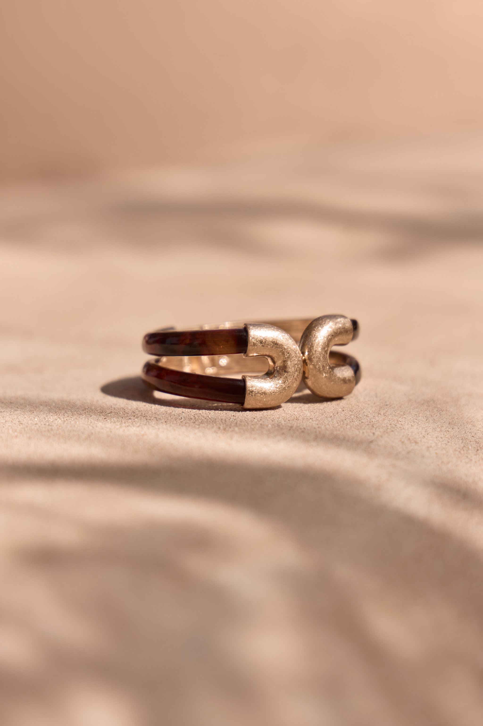 Tortoiseshell Resin Curved Gold Cuff