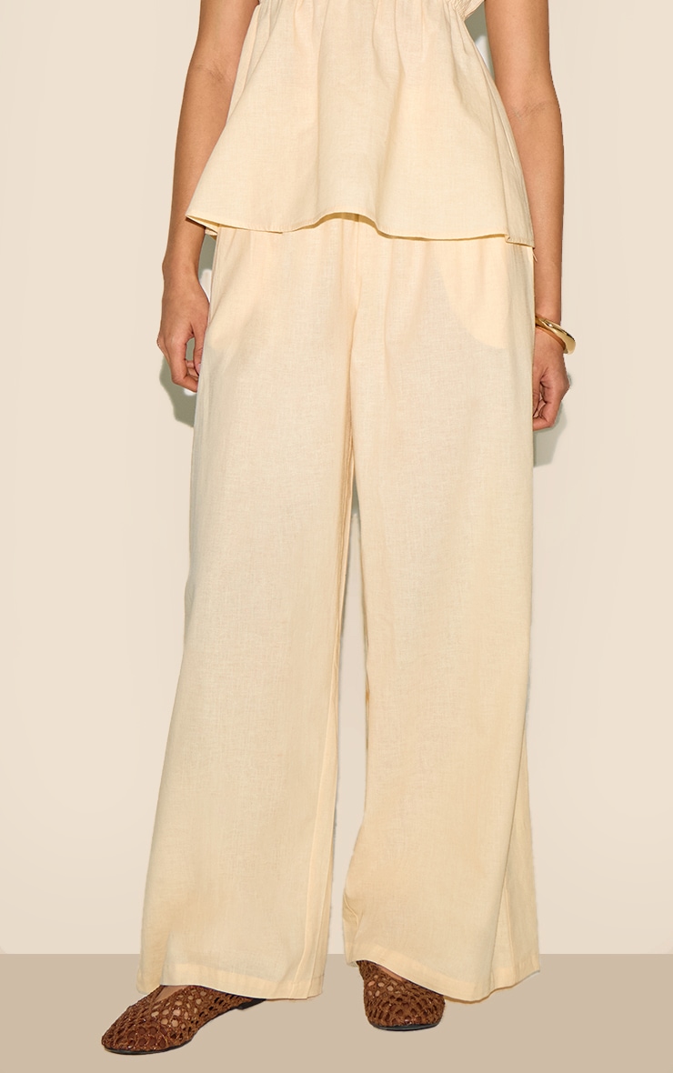 Butter Yellow Linen Look Floaty Wide Leg Pants image 2