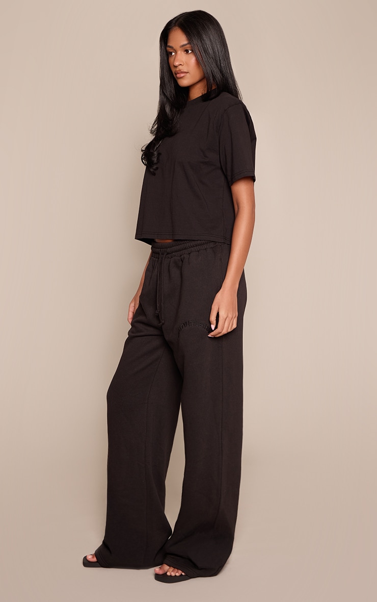 Tall Black Drawstring Wide Leg Sweatpants image 1